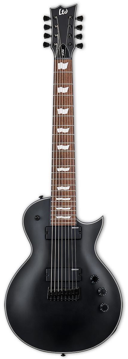 ESP LTD EC-258 8-String Electric Guitar - Black Satin Finish | Professional Multi-Scale Extended Range Guitar for Metal, Djent & Progressive Rock | Perfect for Studio Recording & Live Performances