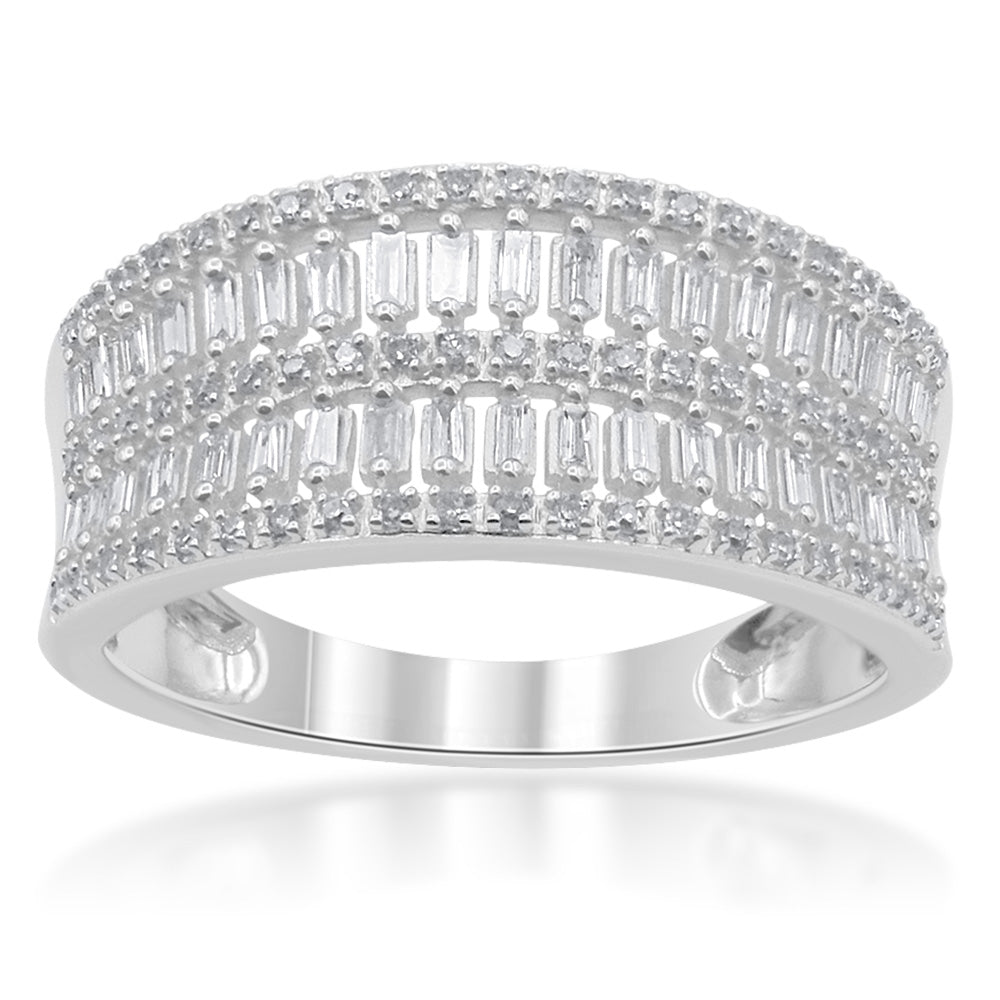 9ct White Gold 1/4 Carat Diamond Ring - 113 Brilliant & 38 Baguette Diamonds - Elegant Wedding, Engagement & Anniversary Jewelry Gift for Women