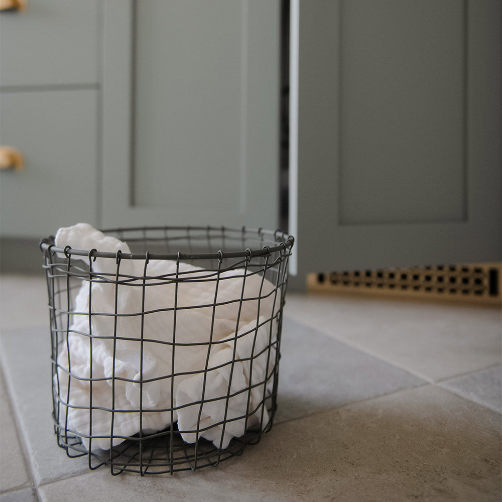 Premium Malleable Iron Wire Storage Basket - Versatile Organizer for Home, Office & Kitchen | Perfect for Shelving, Pantry & Closet Organization