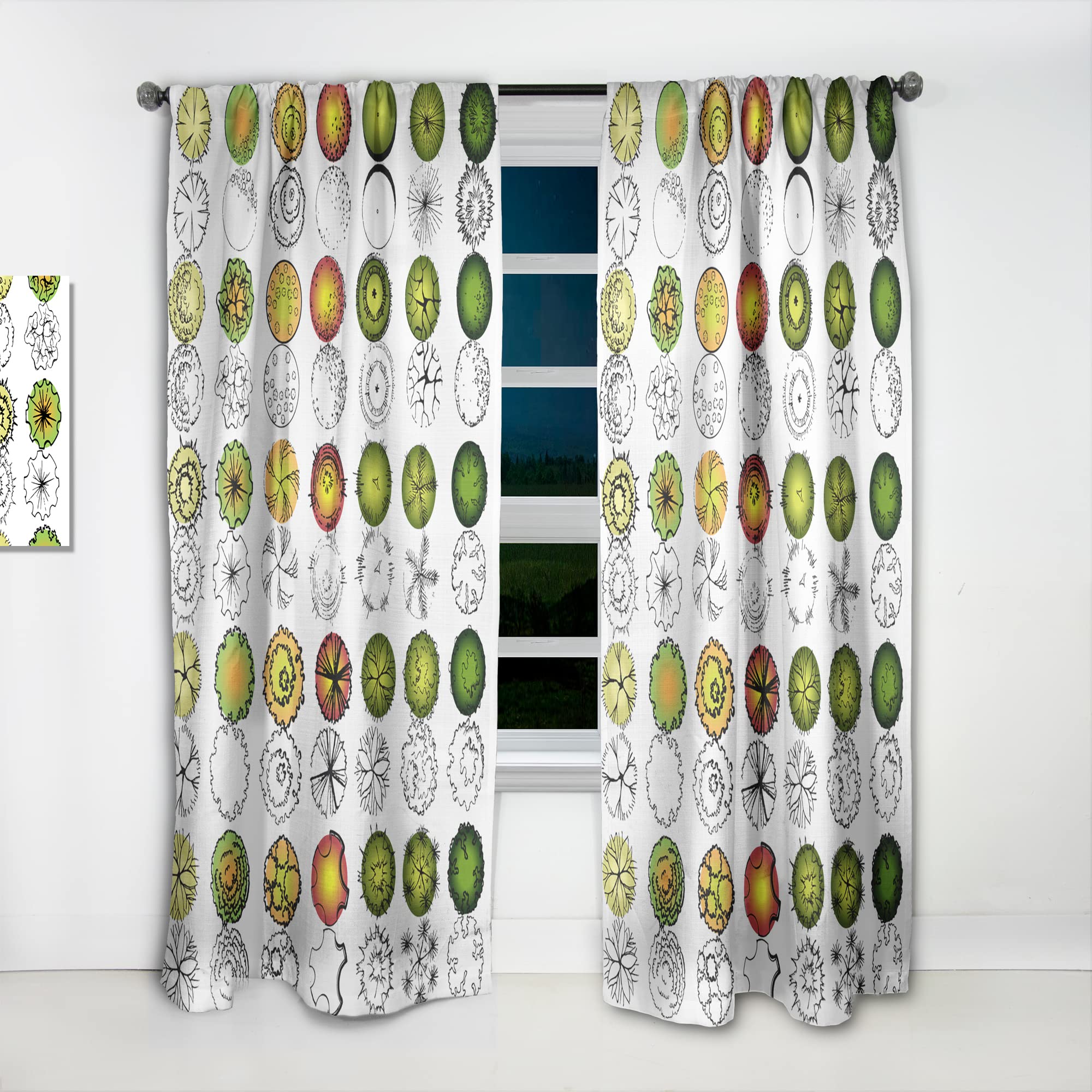Retro Tree Top Design Thermal Insulated Curtains - 52x90 Inches Single Panel for Bedroom & Living Room - Perfect for Home Decor & Energy Efficiency