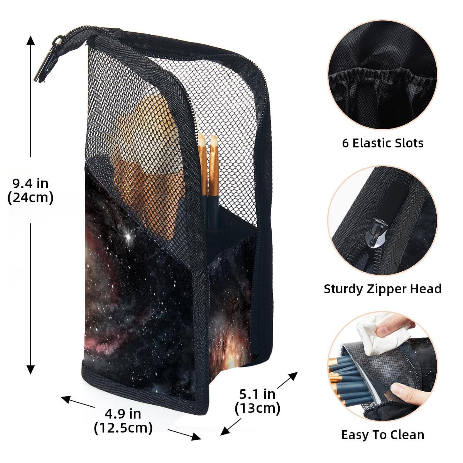 **12-Piece Universe Nebula Starry Sky Makeup Brush Organizer Bag - Portable Makeup Brush Holder Case for Travel, Home & Professional Use**