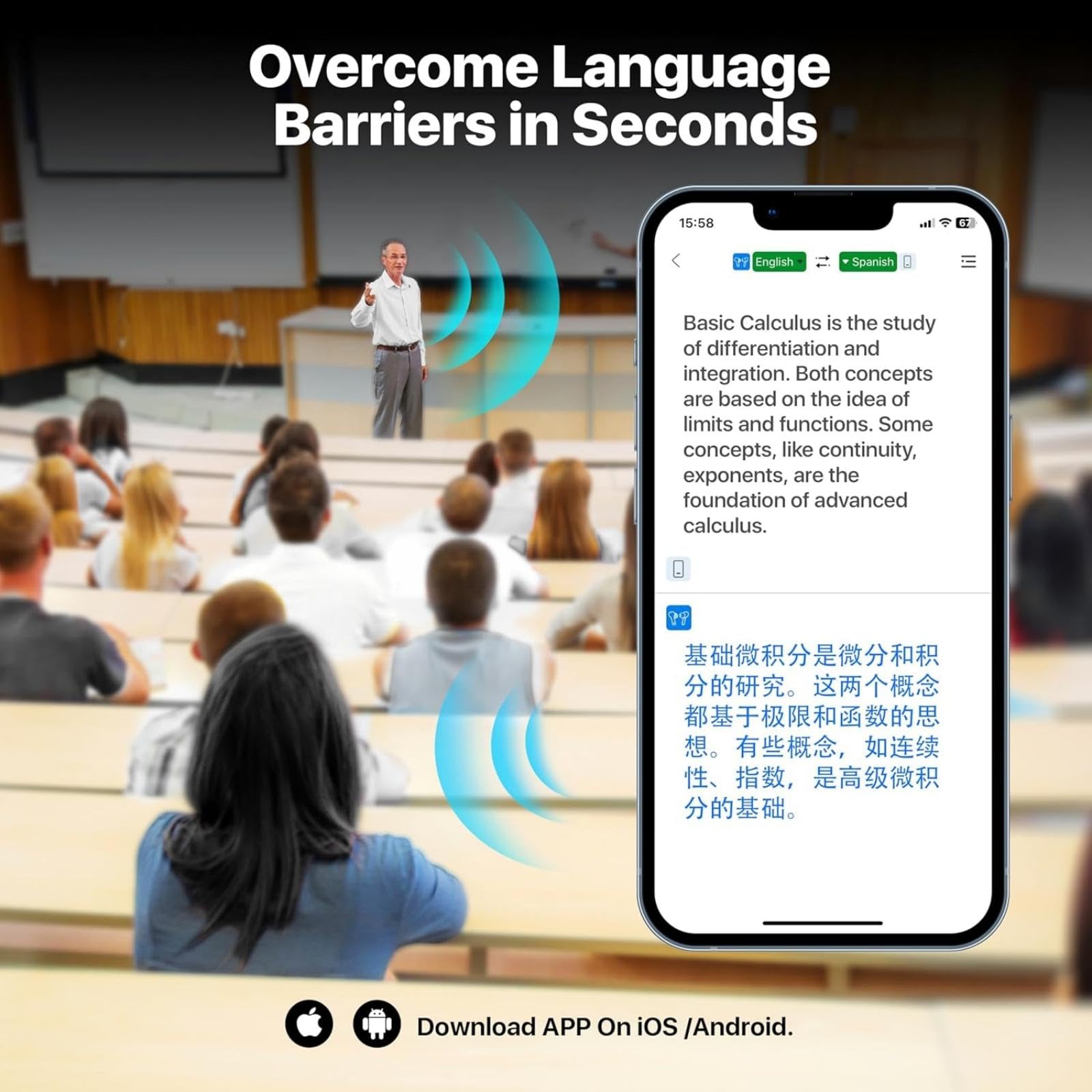 144 Language AI Translator Earbuds - Wireless Bluetooth 3-in-1 Headphones with Real-Time Translation for iOS & Android | Perfect for Travel, Business Meetings & Language Learning