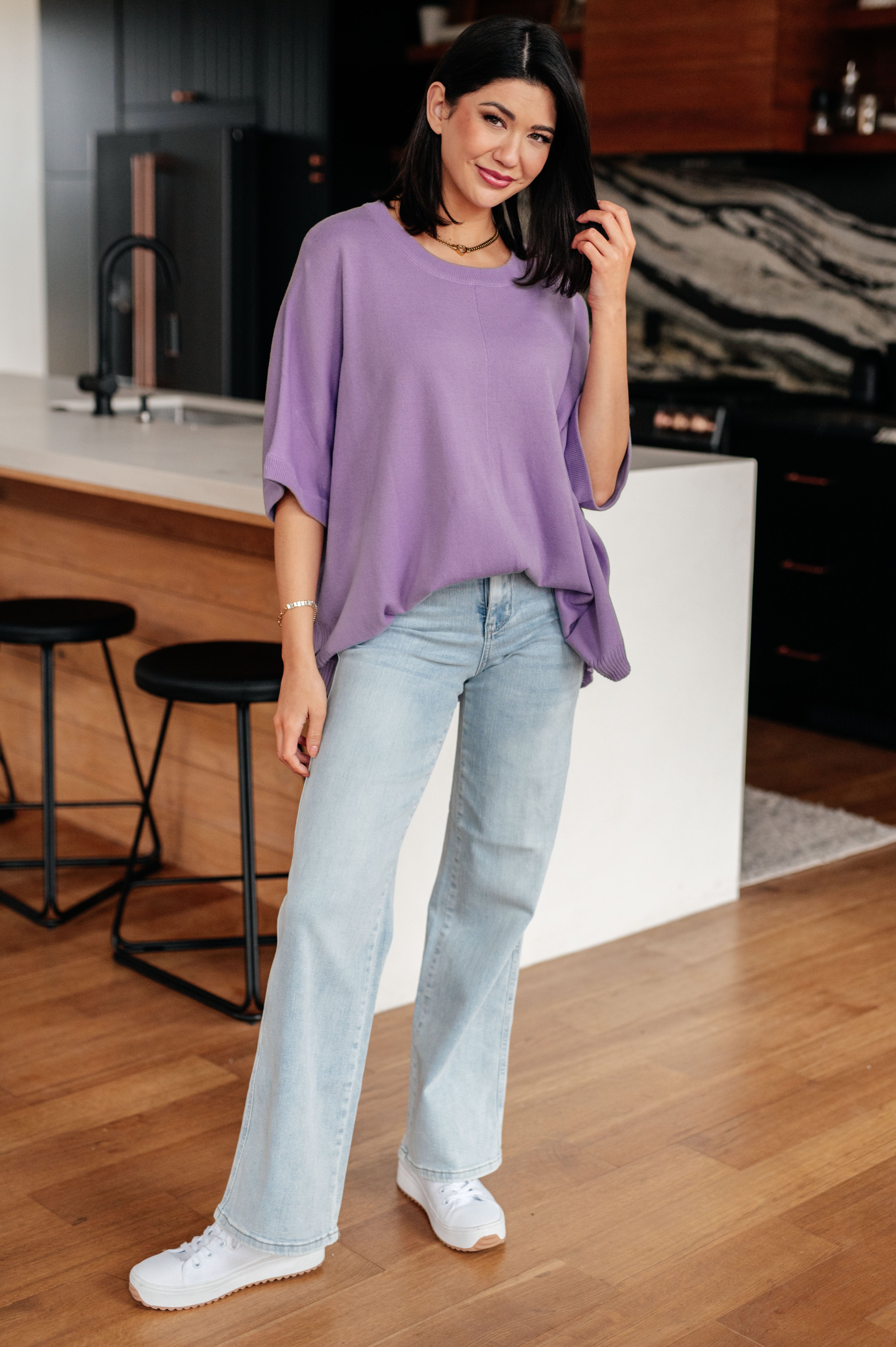 Lilac Whisper Dolman Sleeve Women's Tunic Top | Flowy Casual Blouse for Spring & Summer | Perfect for Office, Date Night & Weekend Outings