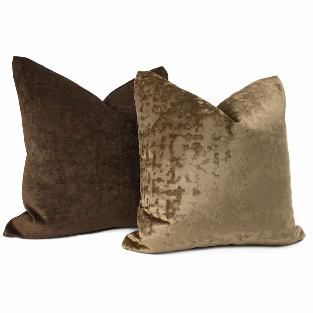 Kael I Sable Brown Abstract Distressed Tonal Velvet Pillow Cover - Luxurious Home Decor for Sofa, Bed & Living Room - Soft Velvet Throw Pillow Case for Modern Interior Design