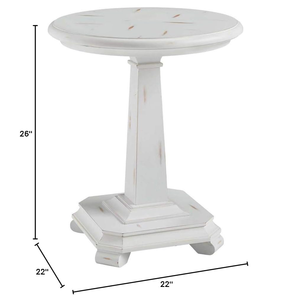 Belhamy Park Round End Table by Progressive Furniture - Chalk White Finish - Perfect for Living Room, Bedroom & Office Decor