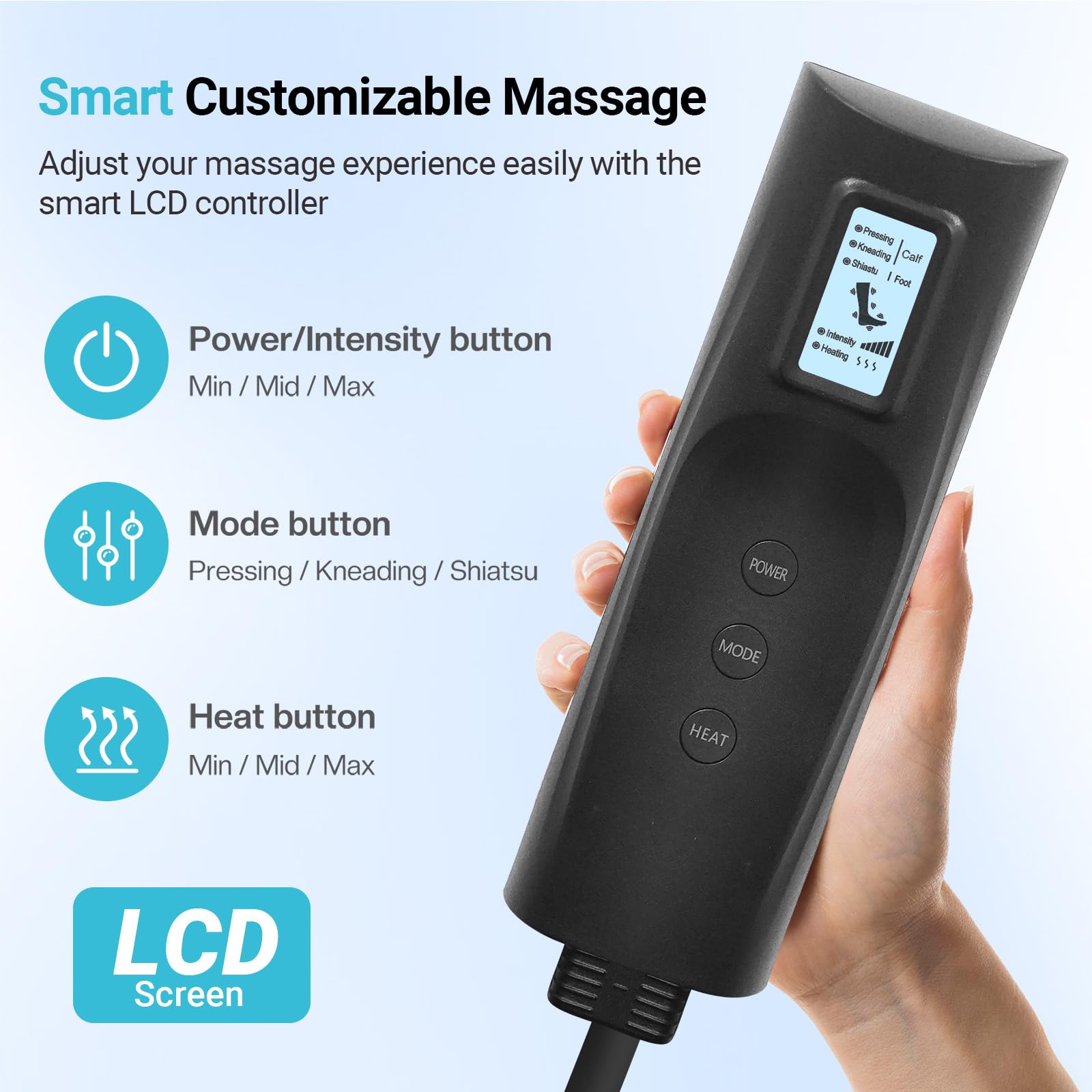 Heated Leg Massager for Circulation & Pain Relief - FSA/HSA Eligible Air Compression Massage for Muscle Fatigue, Cramps, Swelling & Edema - Perfect Christmas Gift for Parents - Ideal for Home Use, Office Relaxation & Post-Workout Recovery