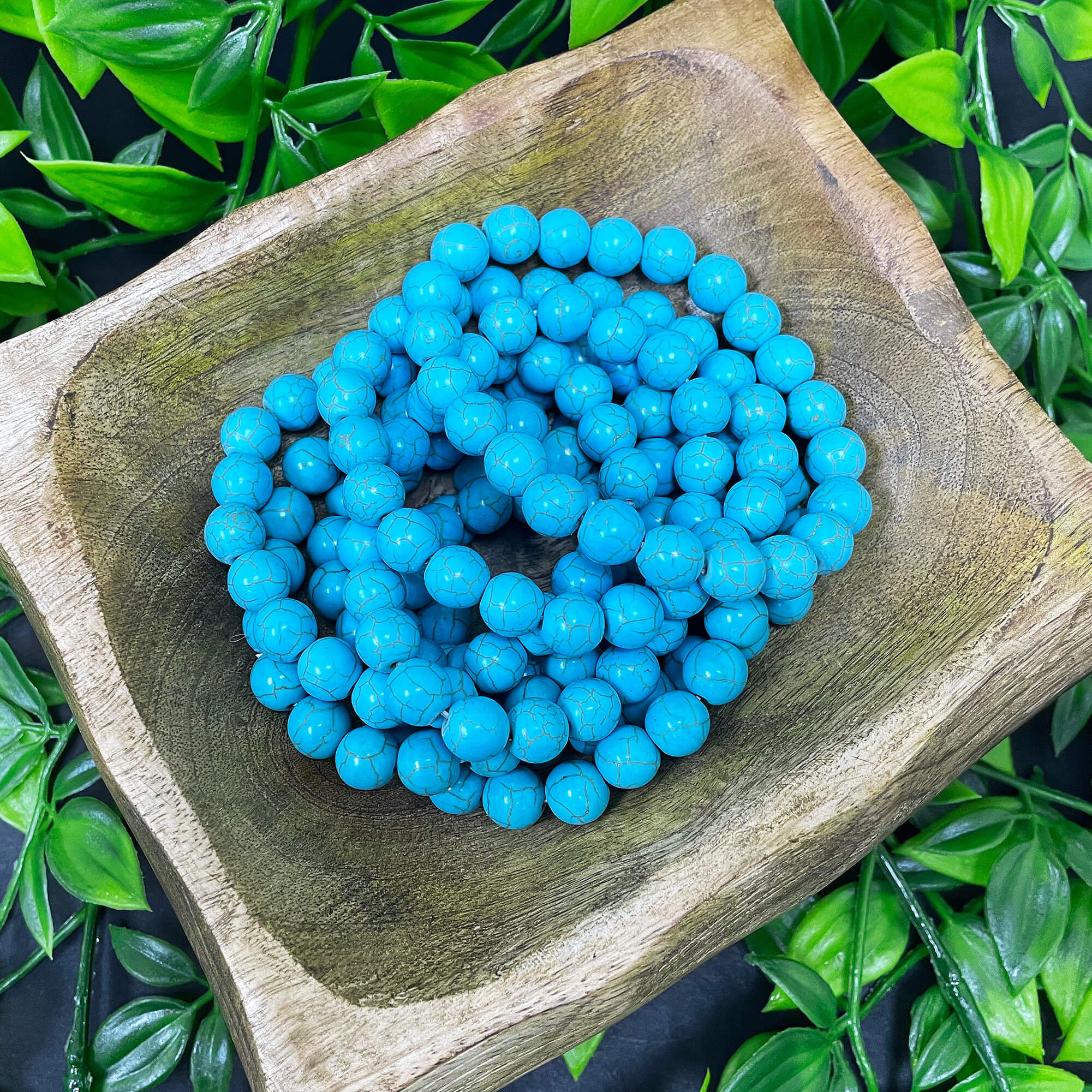 Blue Howlite 10mm Round Bead Stretch Bracelet - Handmade Unisex Gemstone Jewelry for Meditation, Yoga & Spiritual Healing