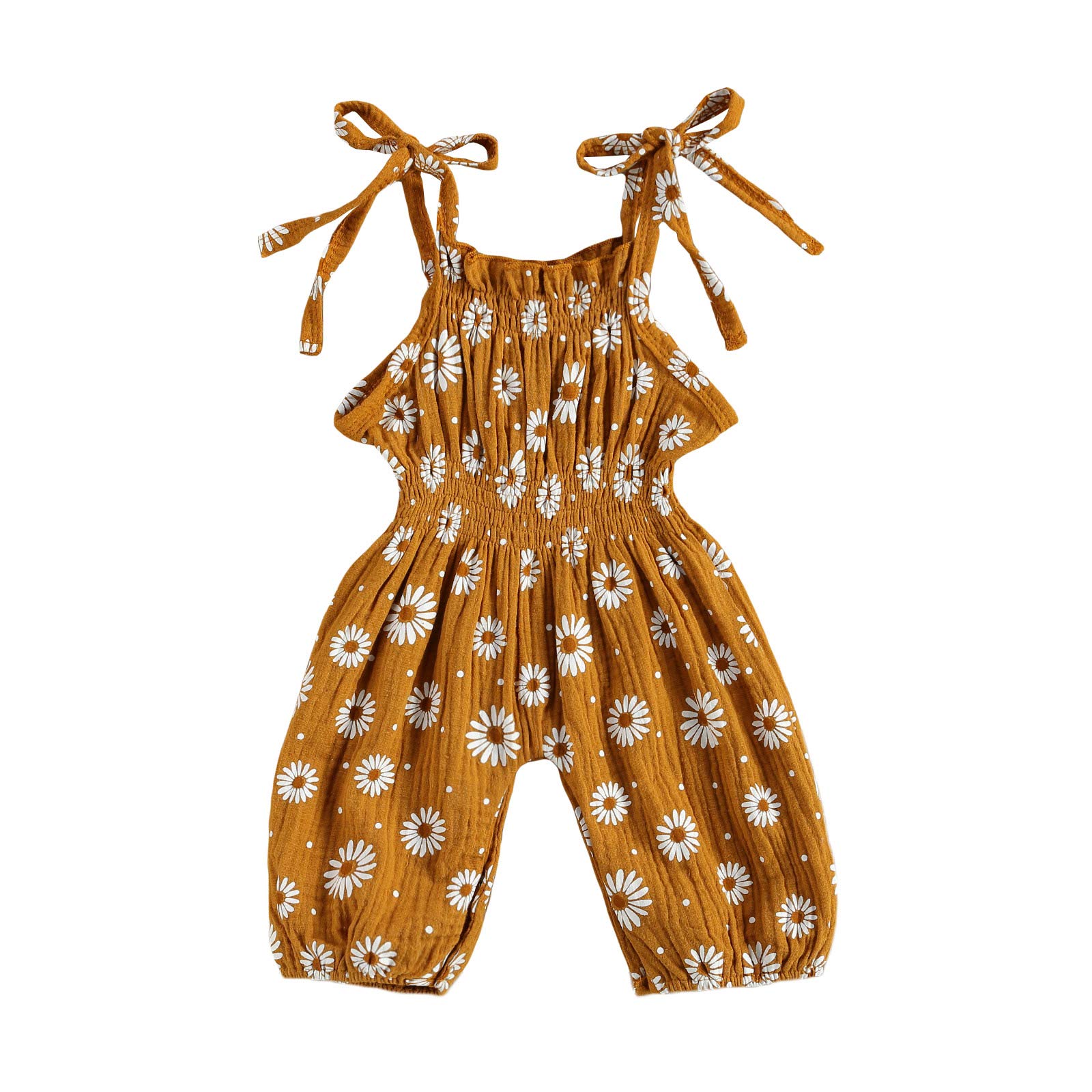 Summer One Piece Outfit for Baby Girls - Sleeveless Halter Floral Romper Jumpsuit | Infant Bodysuit Clothes for Beach, Park & Family Outings