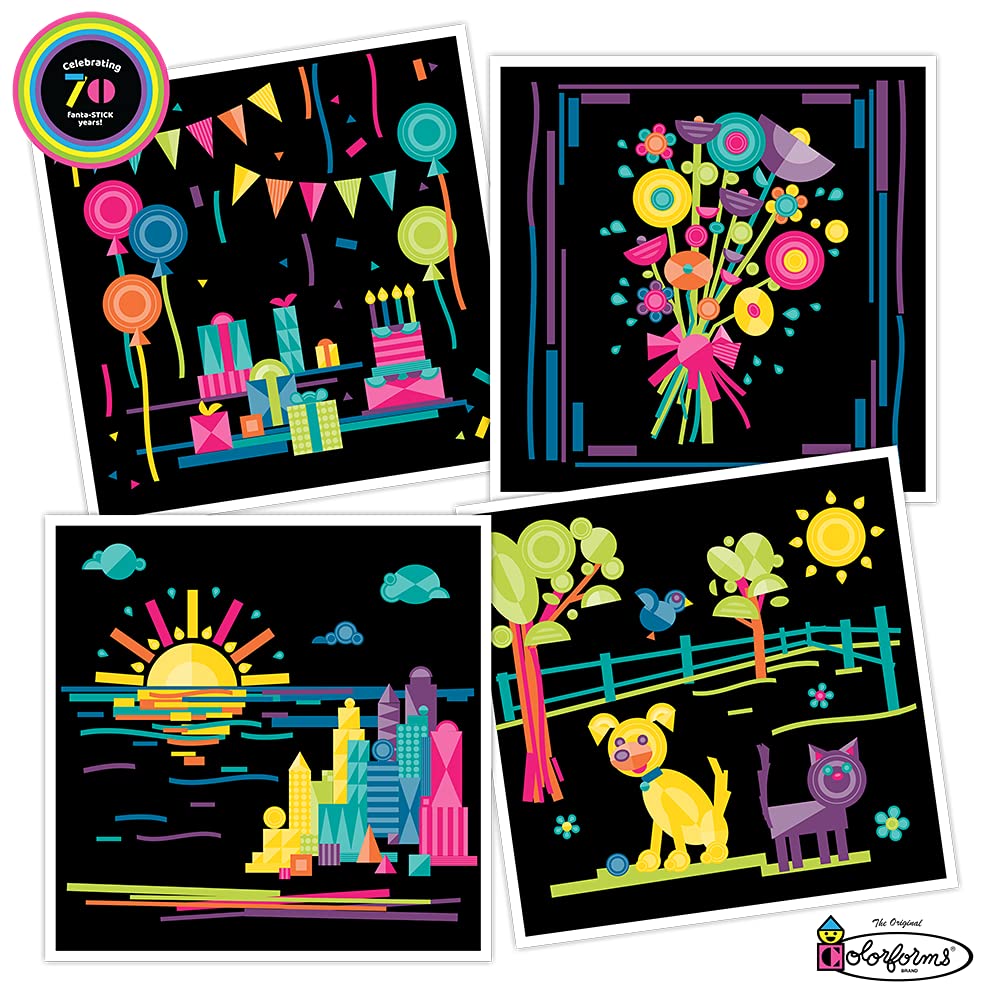 Colorforms 70th Anniversary Sticker Set - 500+ Fun Stickers for Kids & Adults, Arts & Crafts, Scrapbooking (Ages 3+) - Perfect for DIY Projects, School Activities & Creative Play