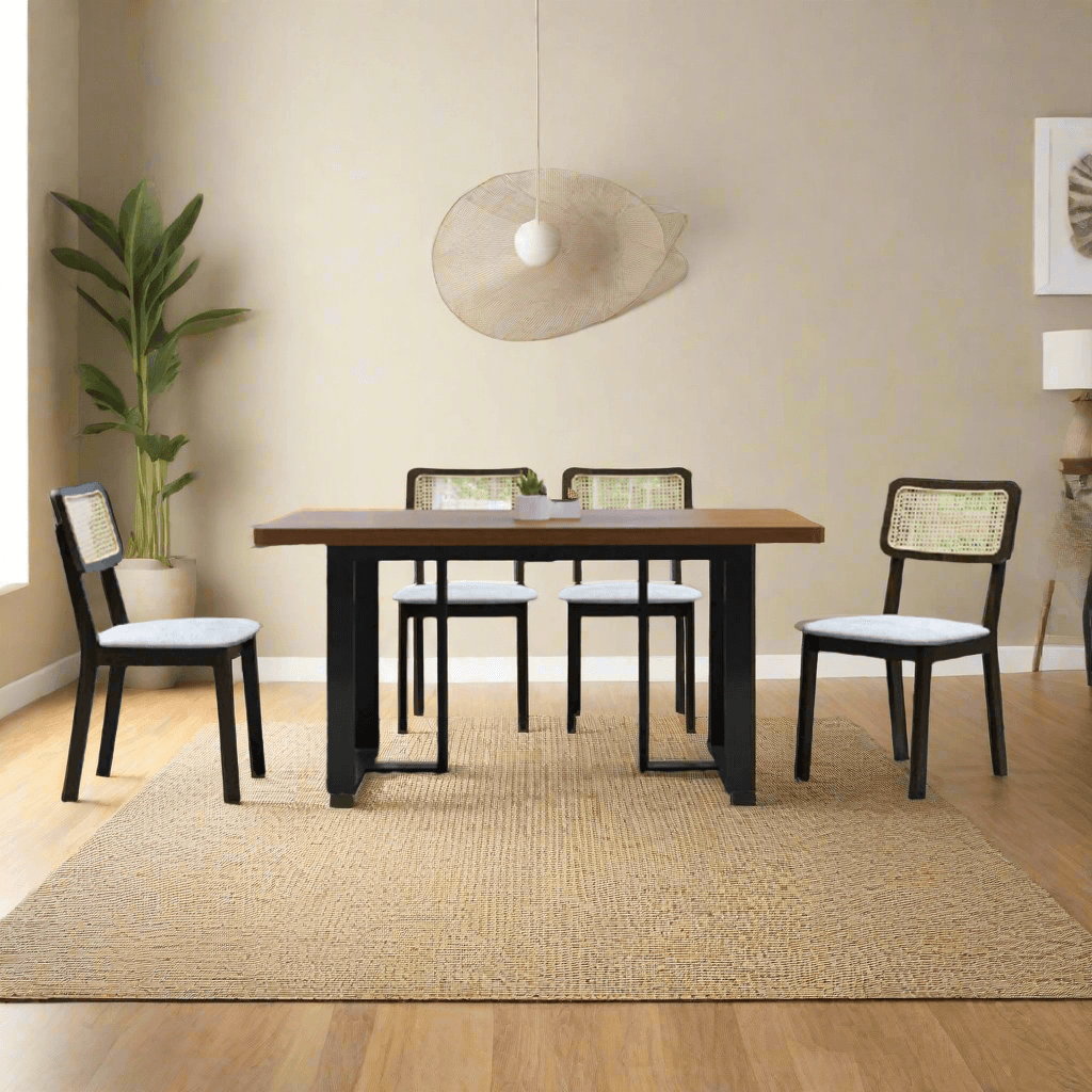 Premium Gideon Solid Wood Dining Table Set (1 Table + 6 Chairs) - Rustic Farmhouse Style for Kitchen, Dining Room & Outdoor Entertaining