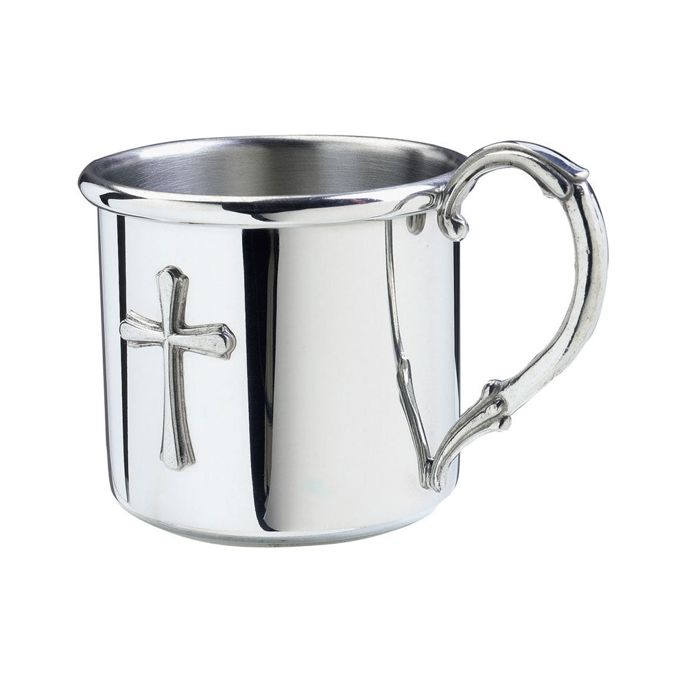 Pewter Easton Cross Baby Cup - Christening Gift, Baptism Keepsake, First Communion Present - Perfect for Newborns, Infants & Toddlers