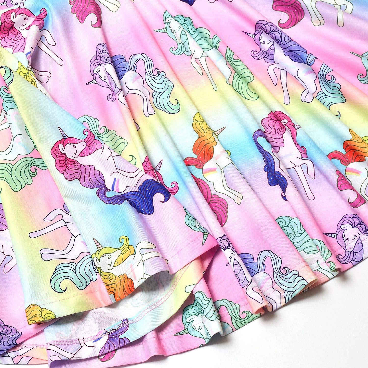 Unicorn Print Girls Summer Dresses - Short Sleeve Swing Casual Outfits for Toddlers & Kids | Perfect for Birthday Parties, Playdates & Outdoor Activities