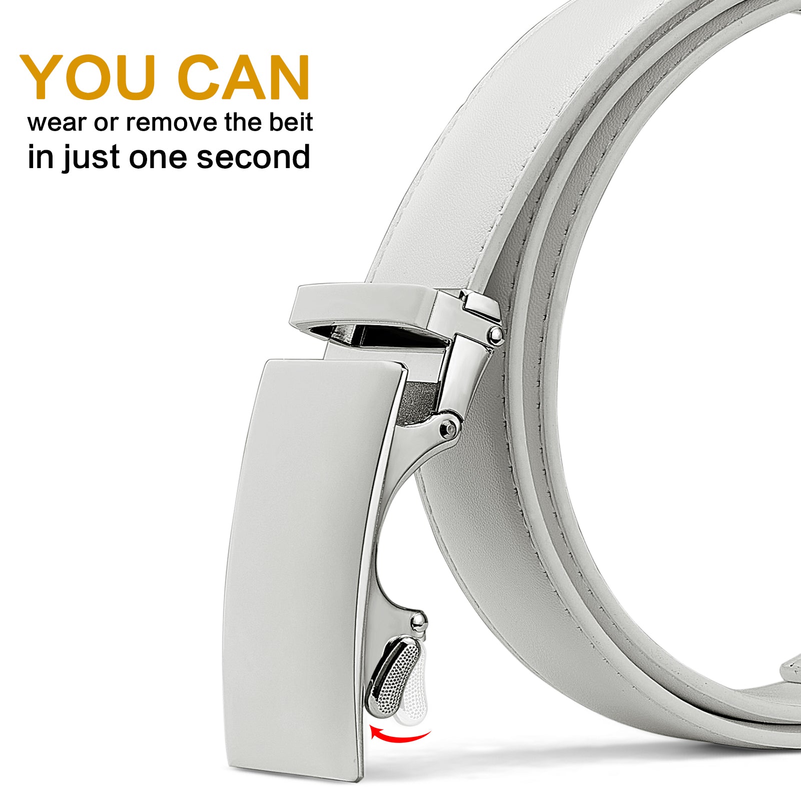 Premium Genuine Leather Ratchet Dress Belt with Sliding Adjustable Buckle - Stylish & Comfortable for Business, Office & Formal Occasions