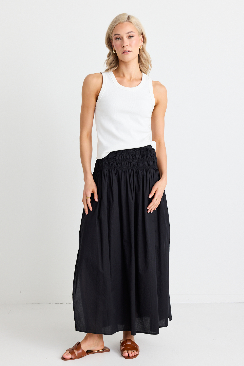 Cobble Ivory Rib Cutaway Tank Top for Women - Soft Breathable Summer Casual Wear - Perfect for Beach, Gym, and Everyday Outfits