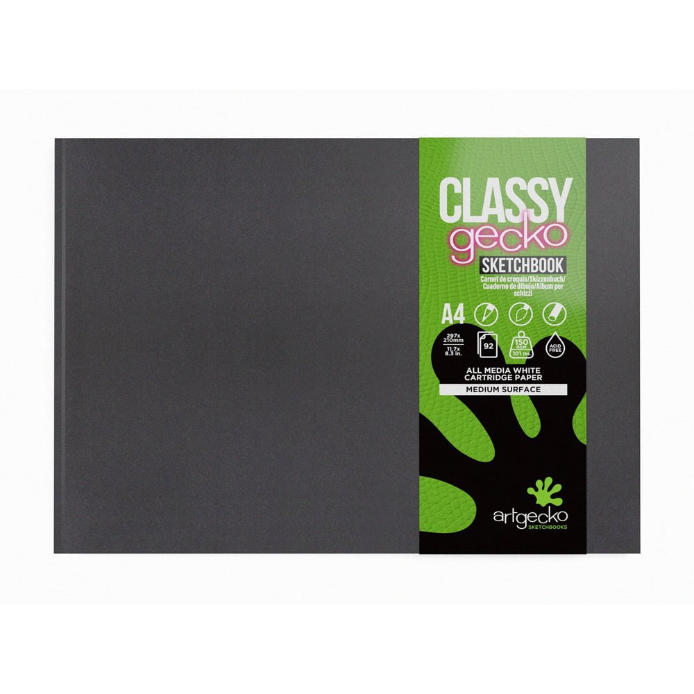 Artgecko Premium A4 Landscape Sketchbook - 92 Pages (46 Sheets) 150gsm White Paper for Artists & Designers | Perfect for Drawing, Watercolor & Mixed Media Art