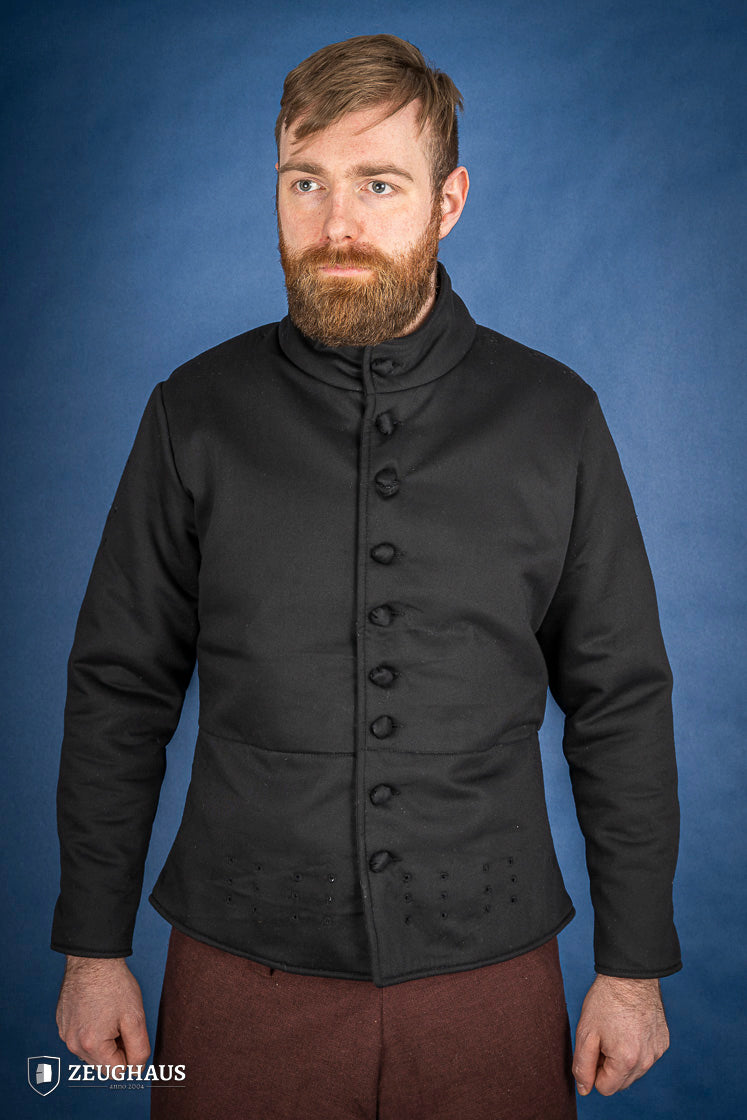 Black Arming Doublet - Medieval Renaissance LARP Costume for Cosplay & Historical Reenactment