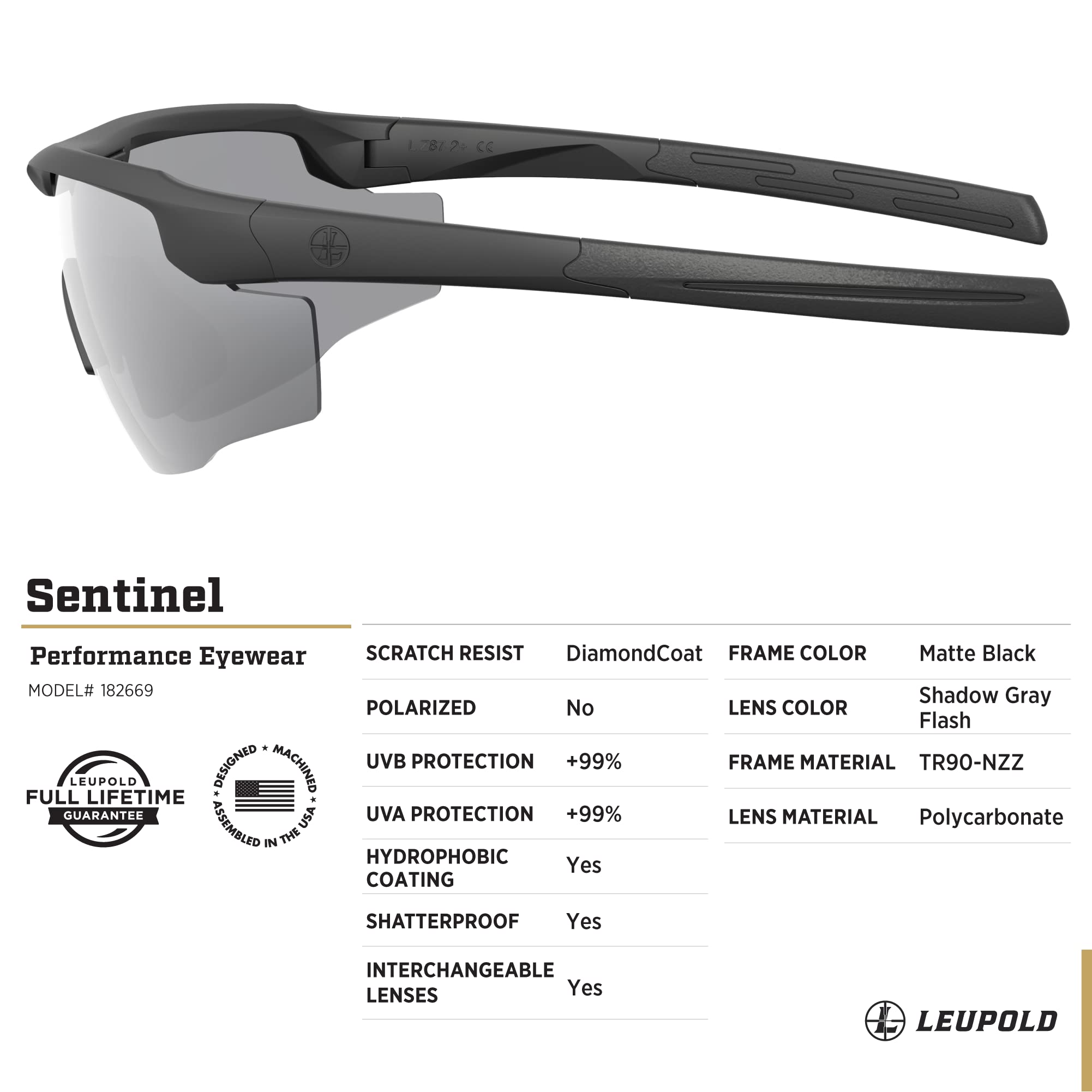 Leupold Sentinel Performance Polarized Sunglasses - UV Protection, Anti-Glare Hunting & Outdoor Safety Glasses for Shooting, Fishing & Cycling