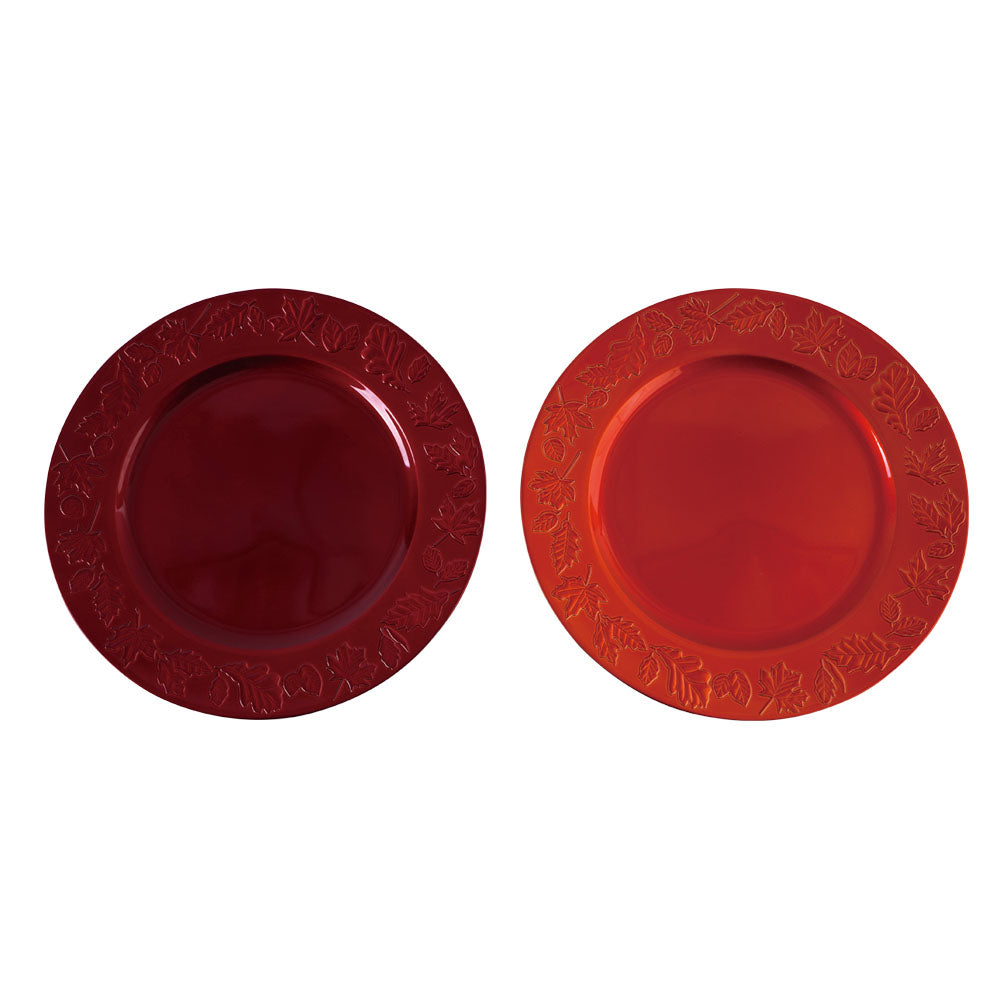 13-Inch Thanksgiving Embossed Leaf Charger Plates - Set of 2 Elegant Fall Colors for Holiday Table Decor | Perfect for Thanksgiving Dinner, Autumn Centerpieces & Seasonal Table Settings