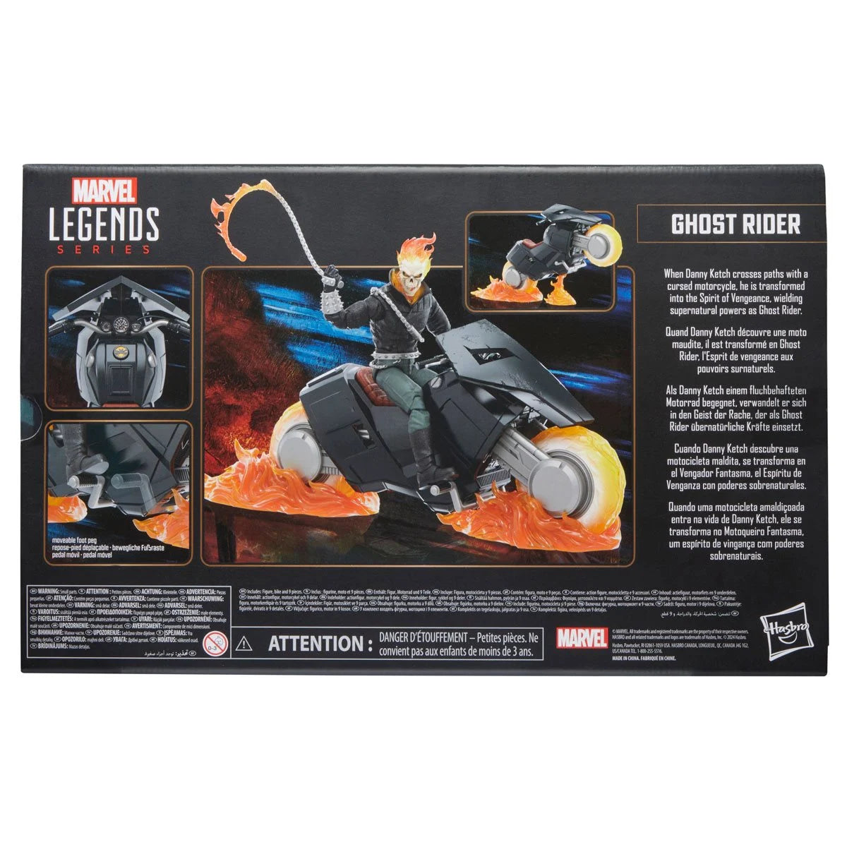Marvel Legends Series Ghost Rider Danny Ketch with Motorcycle 6-Inch Action Figure - Collectible Toy for Superhero Fans & Marvel Universe Display
