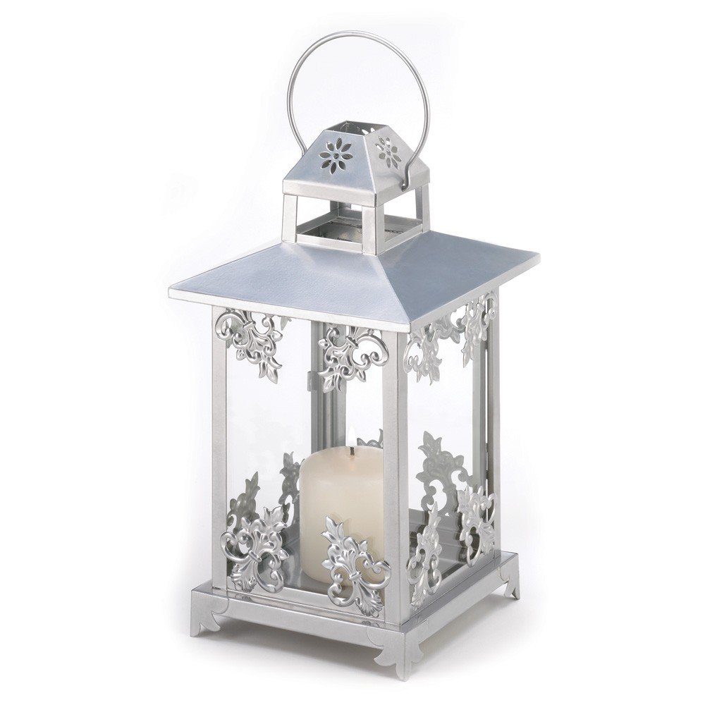 Elegant Silver Scrollwork Classic Candle Lantern Set of 5 - Perfect for Wedding Decor, Garden Parties & Romantic Home Ambience