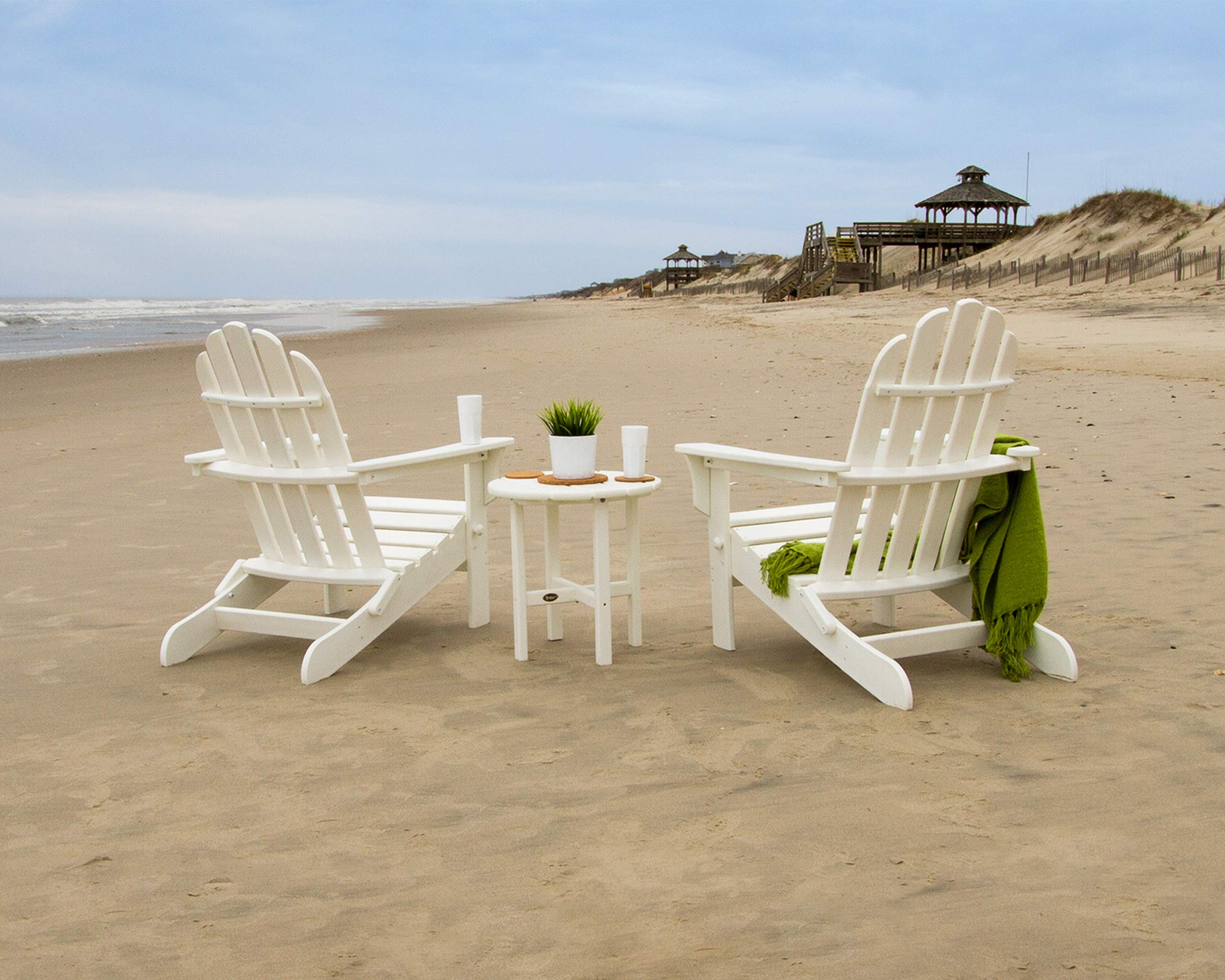 Premium Trex Cape Cod Folding Adirondack Chair Set with Side Table - All-Weather Outdoor Patio Furniture for Backyard, Poolside & Garden Relaxation