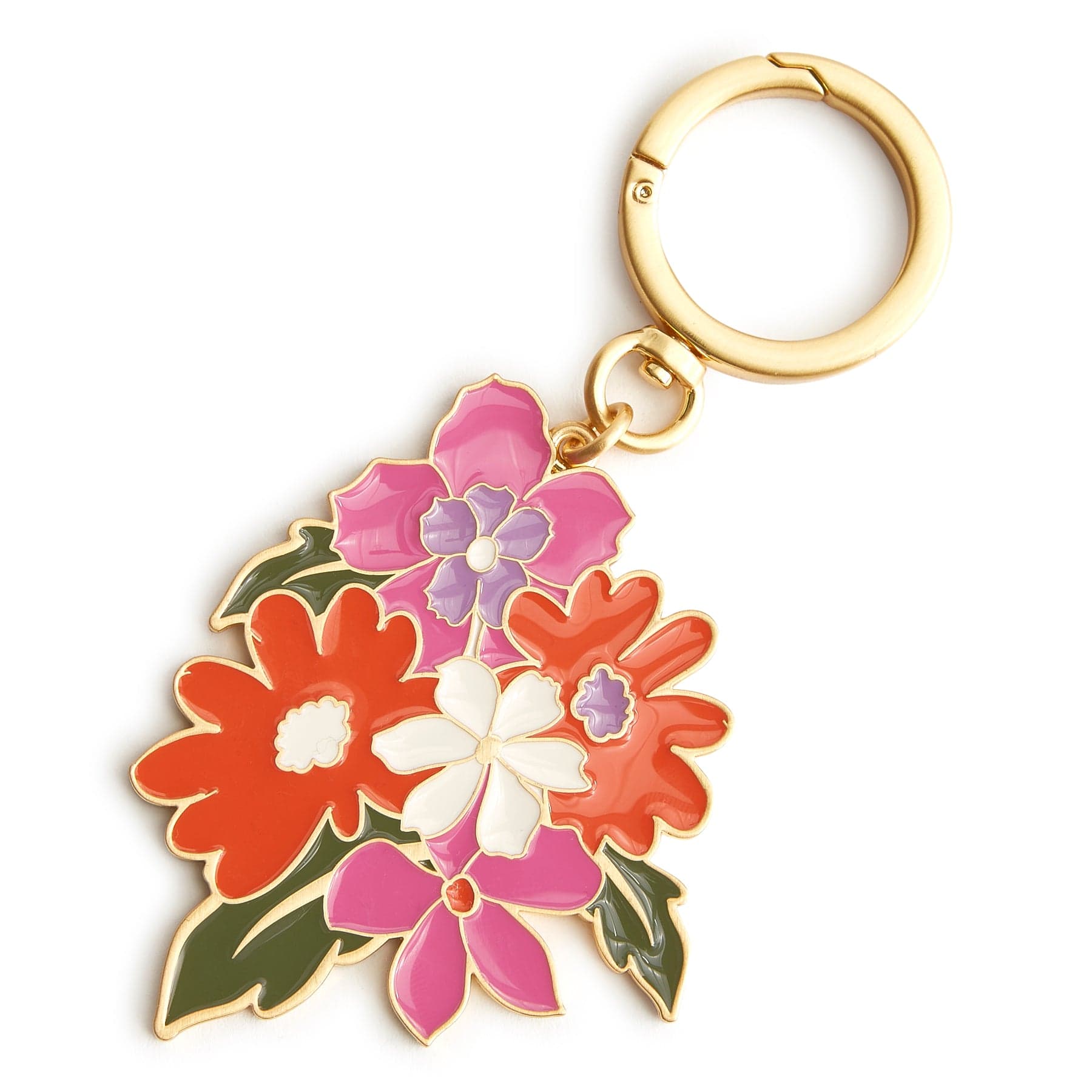 Floral Enamel Keychain - Vintage Style Handmade Keyring for Women & Men - Perfect for Gifts, Home Decor, and Everyday Use