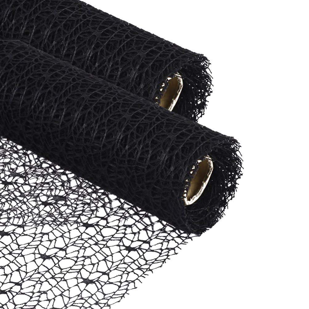 EXCEART Black Mesh Ribbon Roll - Spider Web Deco Ribbon Lace, Jute Mesh Trim for DIY Crafts, Gift Wrapping, Wedding Decor, Halloween Party Backdrop (Home Decoration, Scrapbooking, Table Runner)