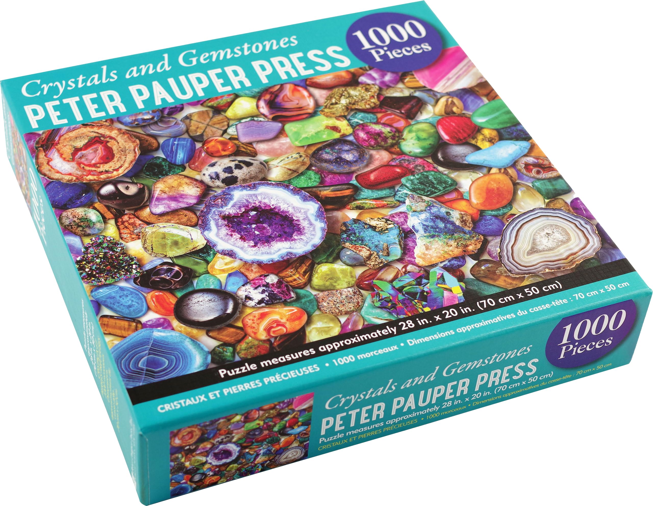 PETER PAUPER PRESS Crystals and Gemstones 1000 Piece Jigsaw Puzzle for Adults - Challenging Educational Puzzle with Beautiful Mineral Designs - Perfect for Family Game Night & Home Decor
