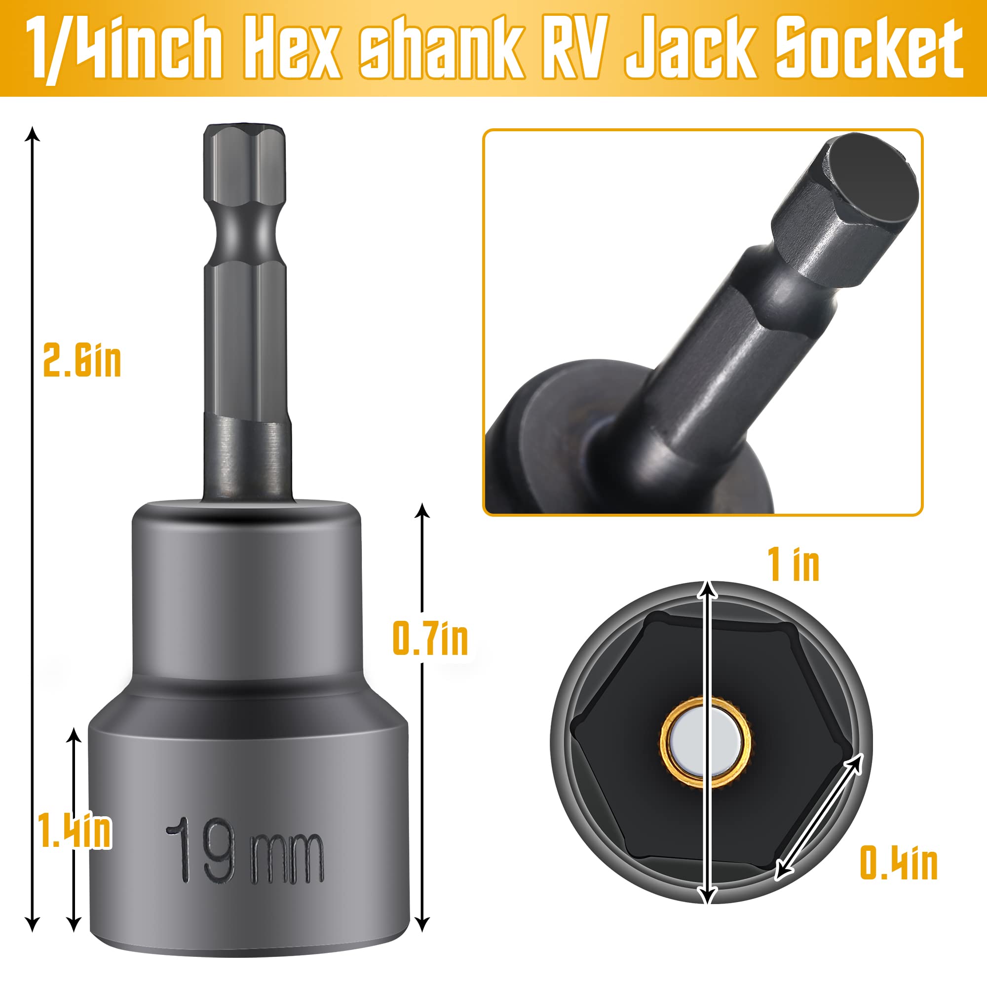2 Pack RV Scissor Jack Socket & Camper Stabilizer Jack Socket - 3/4