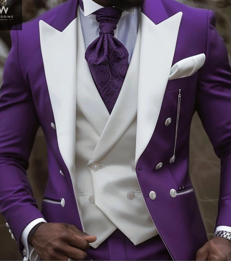 Custom Bespoke Purple 3-Piece Men's Tuxedo Suit for Wedding - Formal Groom Attire & Special Occasions | CS4719