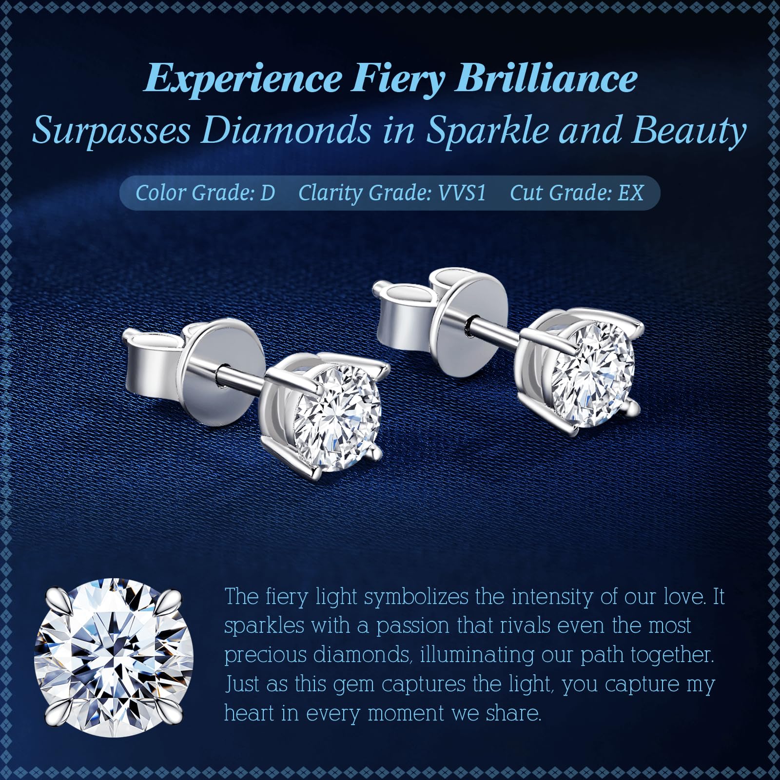 Moissanite Diamond Stud Earrings for Women & Men - 925 Sterling Silver or 18K Gold - Perfect Gift for Wife, Girlfriend, Mom, Daughter, Sisters & Friends - Birthday, Anniversary, Wedding Jewelry - Elegant Everyday Wear & Special Occasion Jewelry
