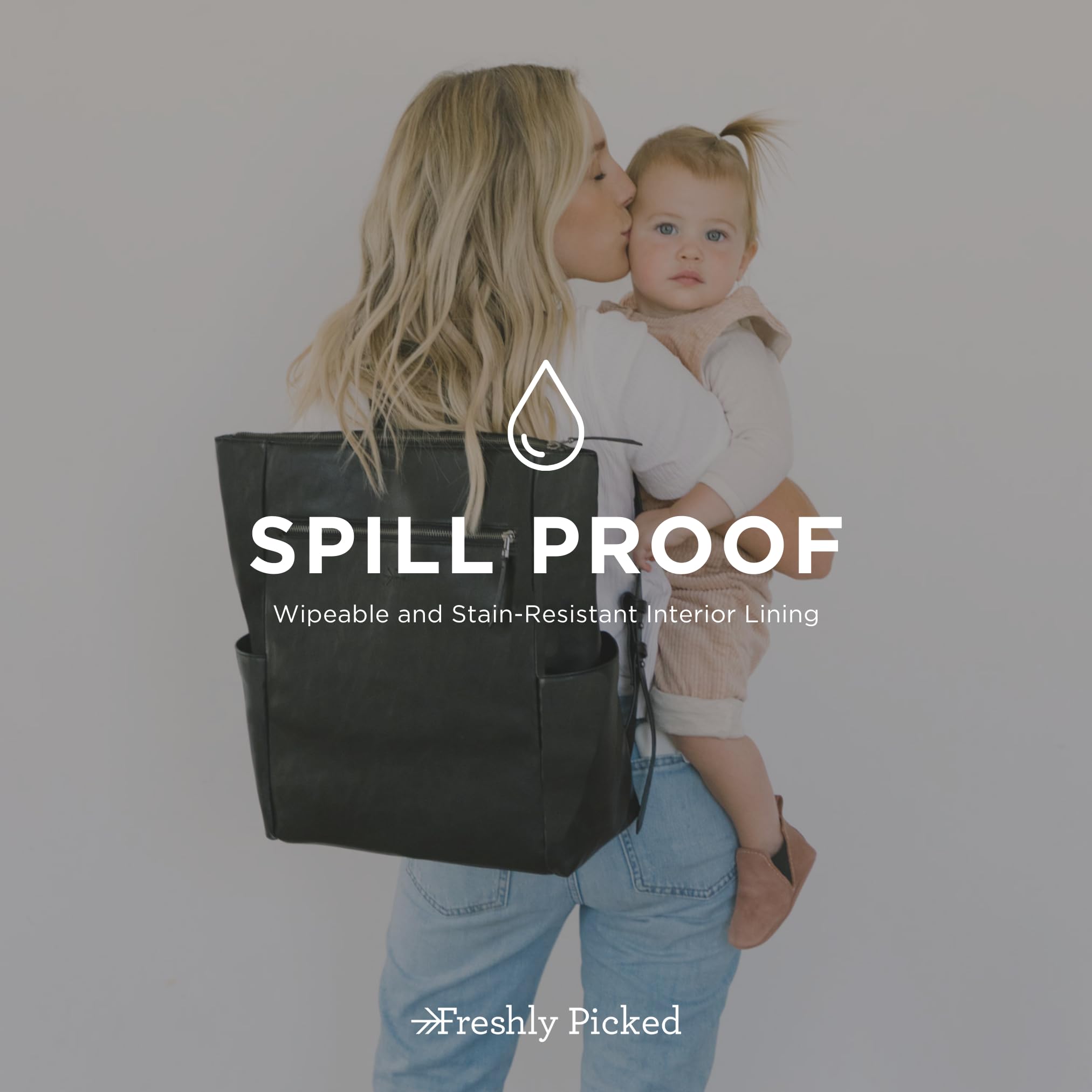 Freshly Picked Minimal Diaper Bag Backpack in Onyx Black - Stylish & Functional Baby Essentials Organizer for Moms on the Go, Travel & Daily Outings