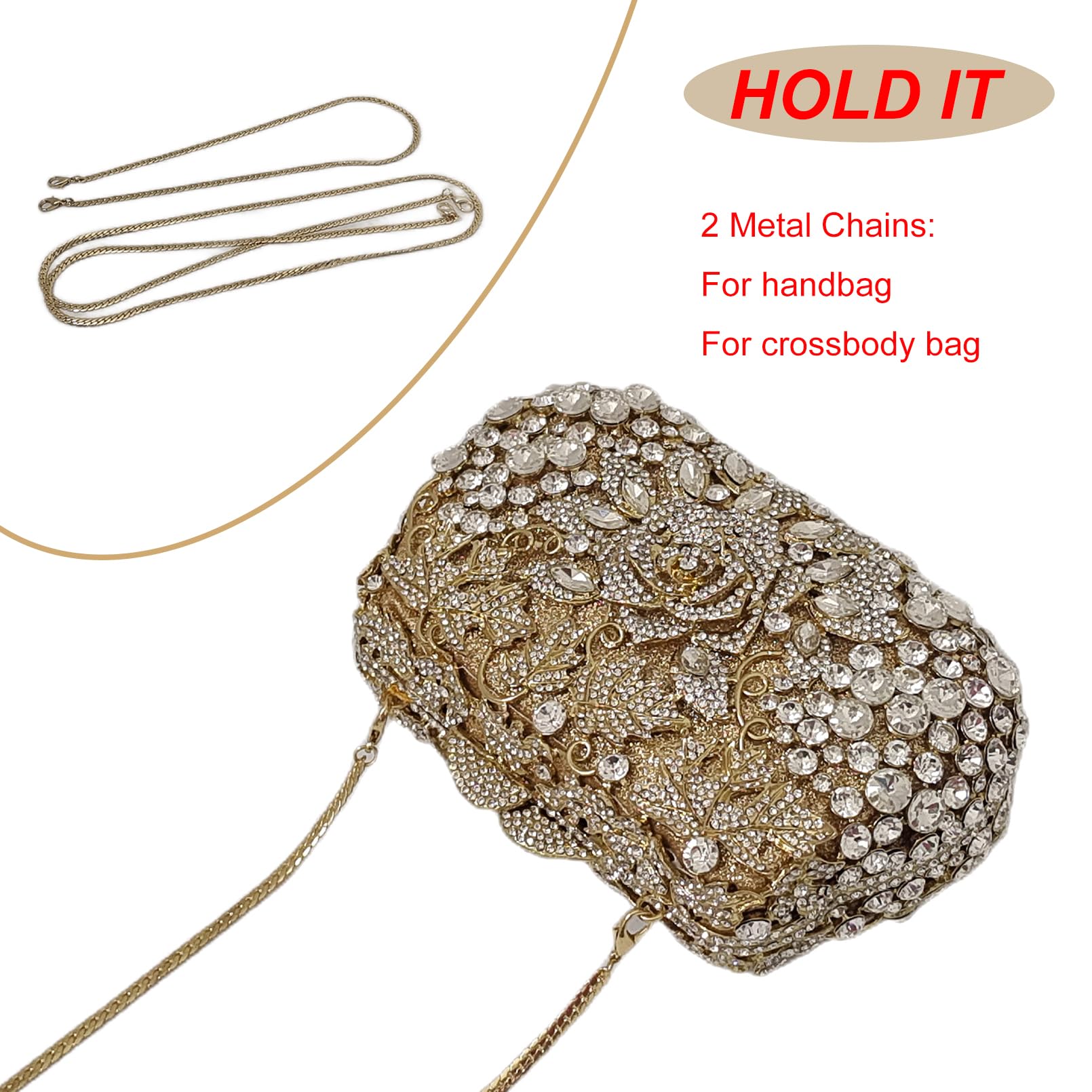 Elegant Rose Crystal Clutch Evening Bag for Women - Rhinestone Floral Wedding Purse for Bridal Party, Prom & Formal Events | Perfect for Weddings, Galas, and Special Occasions