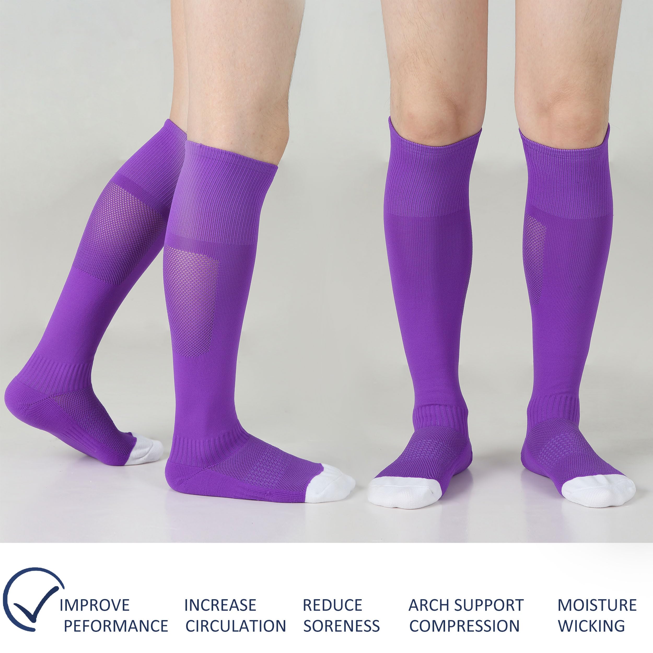 Sunew Soccer Baseball Socks for Men & Women - 2/3 Pack Multi-Sport Athletic Socks for Football, Softball, Volleyball - Youth & Adult Sizes (4 Size Options) - Perfect for Training, Games & Sports Activities