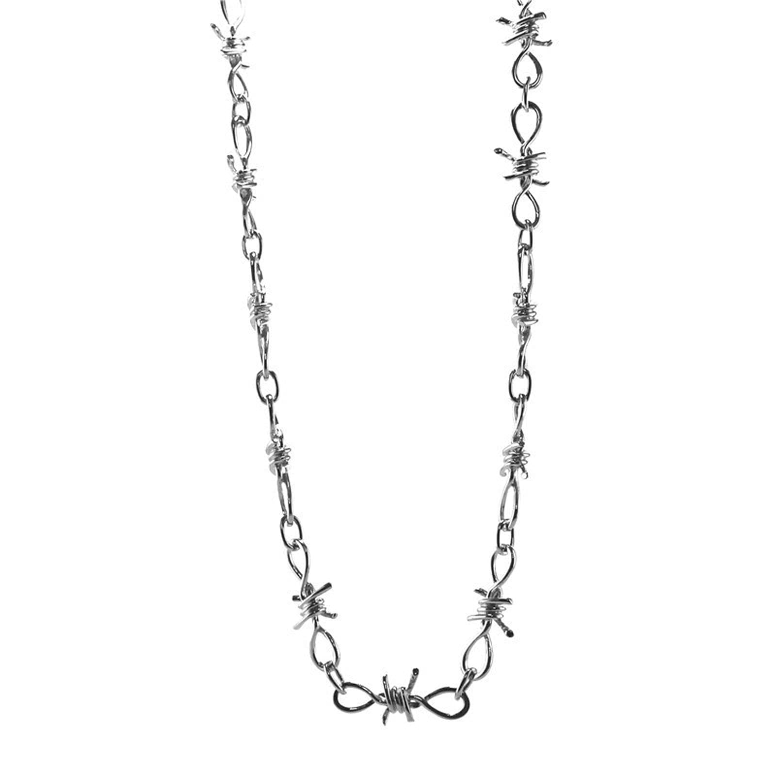 Solid Rose Gold Chain Barbed Gothic Punk Waist Thorns Metal Wire Necklace for Men & Women - Perfect for Gothic Fashion, Punk Accessories, and Edgy Jewelry Styles