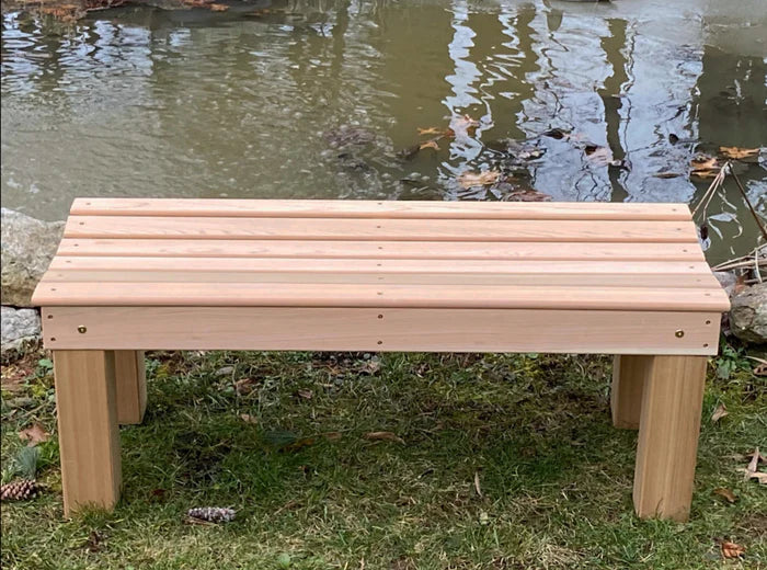 Regallion 4-Foot Courtyard Bench - Outdoor Garden Bench with Weather-Resistant Wood for Patio, Backyard, and Park Use