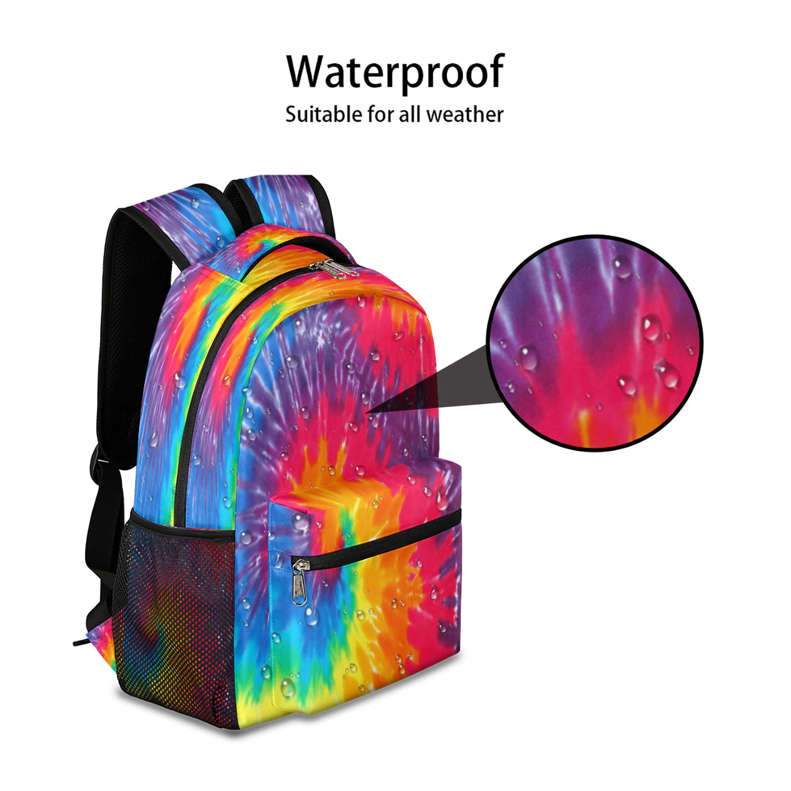 Pardick Rainbow Tie Dye Backpack for Teens & Kids - Waterproof School Bookbag with Multiple Pockets for Laptop, Travel & Daily Use | Trendy Abstract Design for Boys & Girls