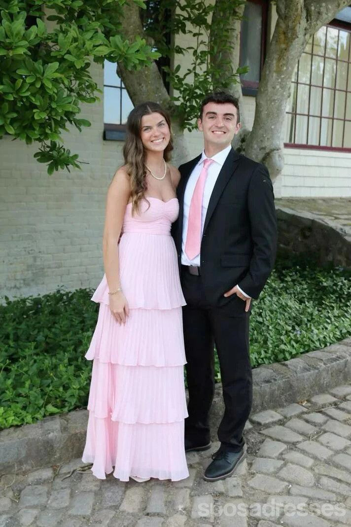 Elegant Pink A-Line Sweetheart Neckline Maxi Prom Dress for Women - Long Formal Evening Gown for Party, Wedding & Special Occasions