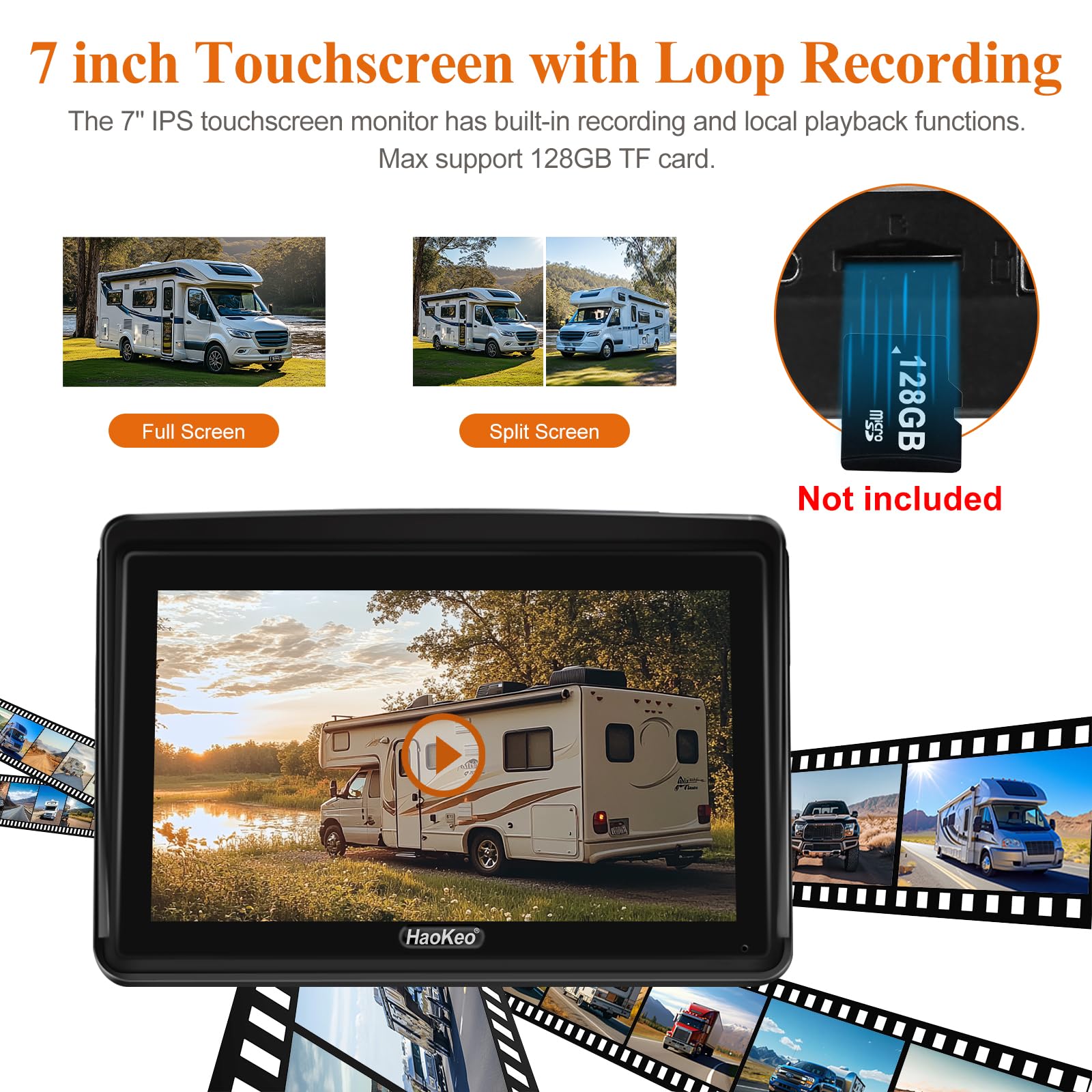 7'' Magnetic Solar Wireless Backup Camera - HD 1080P IPS Touchscreen Monitor, No-Drilling Installation, Long Battery Life, Strong Magnetic Mount for RV, Trailer, Camper, Hitching, Gooseneck & Horse Trailers - Perfect for Safe Parking & Reversing in Tight Spaces