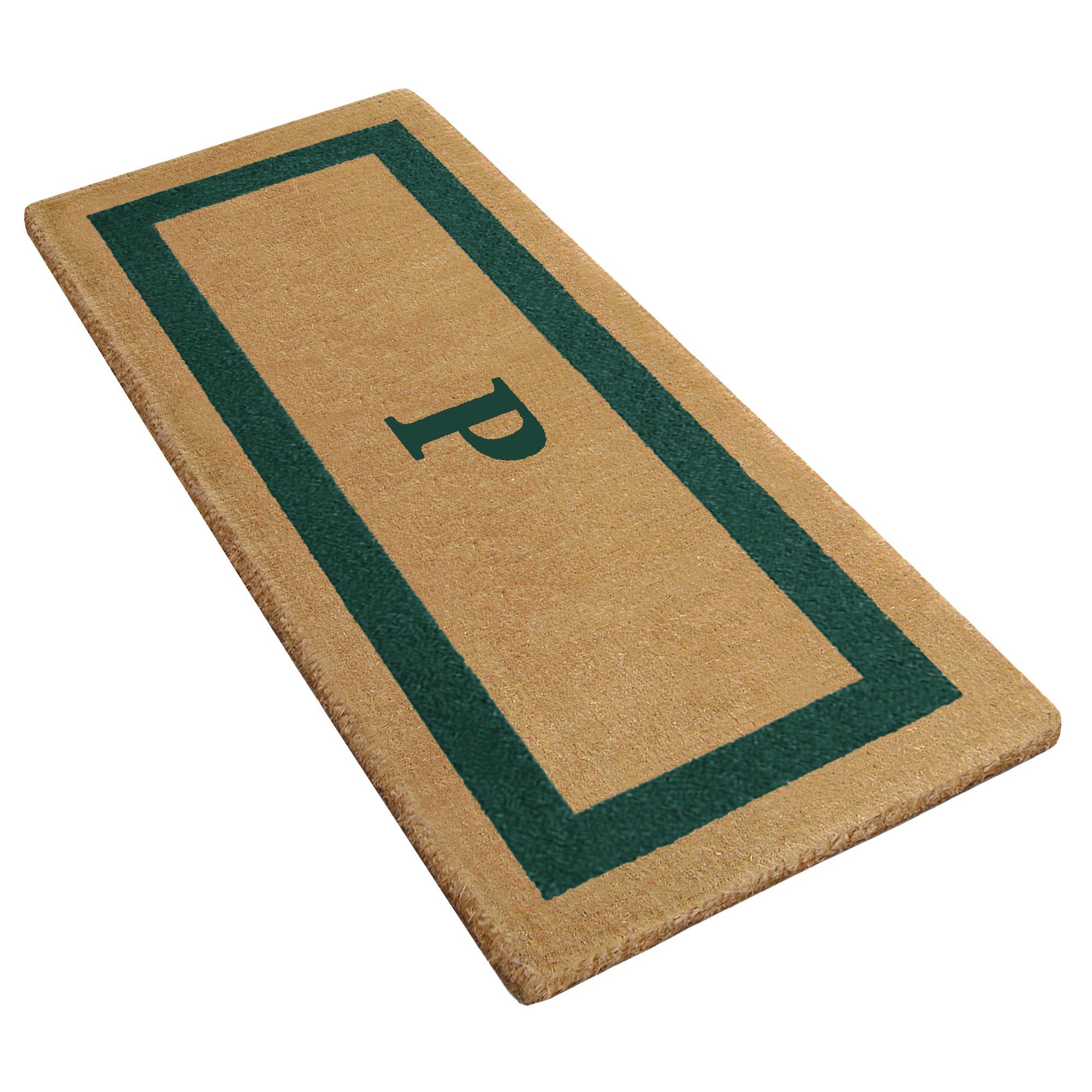 Personalized Monogram Coir Doormat - Heavy Duty Natural Coconut Fiber Welcome Mat with Picture Frame Design | Durable Handcrafted Outdoor Rug | Eco-Friendly 24x57 Inch | Perfect for Entryway, Porch, Patio & Front Door Decor | O2077P
