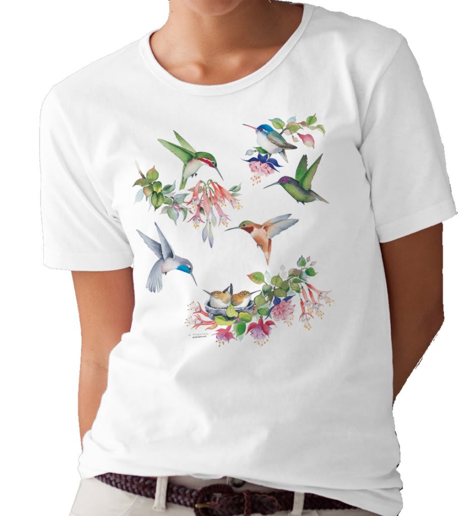 Hummingbirds of North America T-Shirt - Vintage Bird Lover Tee by Valerie Pfeiffer - Perfect for Bird Watching & Nature Enthusiasts