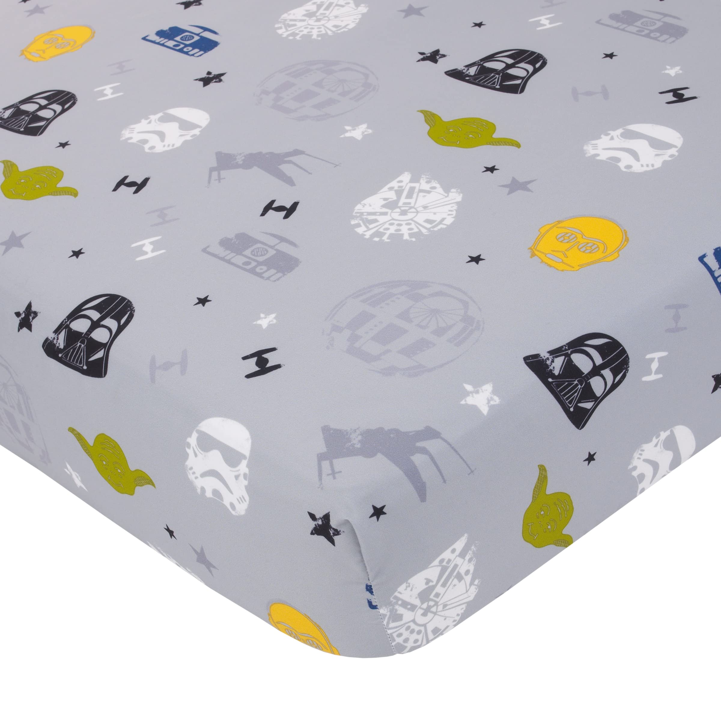 Disney Star Wars New Again 4-Piece Toddler Bedding Set - Soft Cotton Bed Sheets, Blanket & Pillowcase for Kids Room Decor & Nursery Theme - Perfect for Baby Boys & Girls Bedroom, Gift for Star Wars Fans