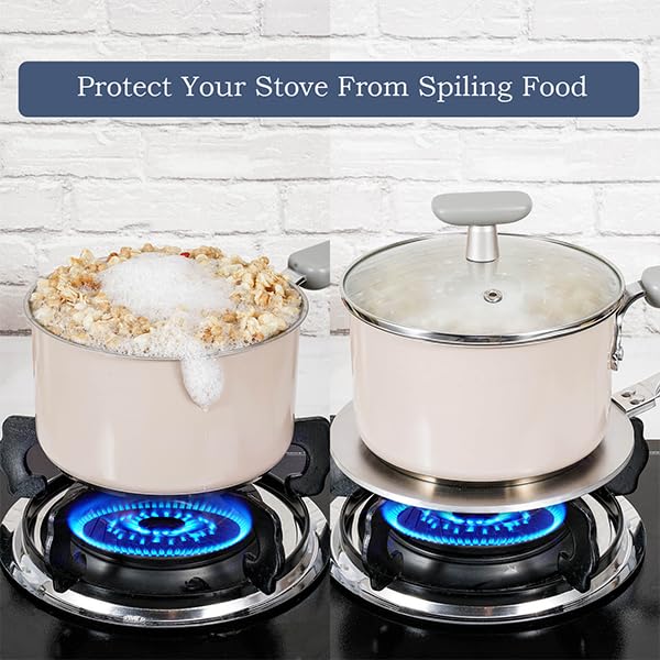 ACTIV CUISINE 9.45 Inch Stainless Steel Heat Diffuser Plate for Electric, Gas & Induction Stoves - Removable Handle, Cookware Protector for Pots & Pans - Perfect for Even Heating on Glass Cooktops, Camping & RV Cooking