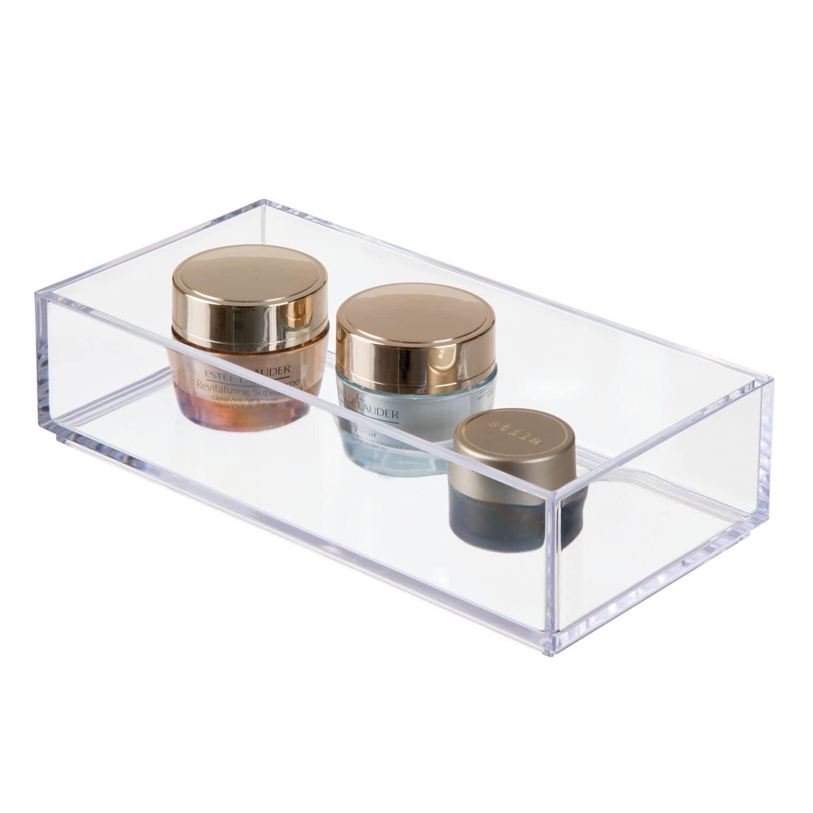 mDesign Stackable Makeup Organizer Set of 3 - Clear Cosmetic Storage Boxes for Nail Polish, Lipstick & Beauty Products - Bathroom & Bedroom Organization Solutions
