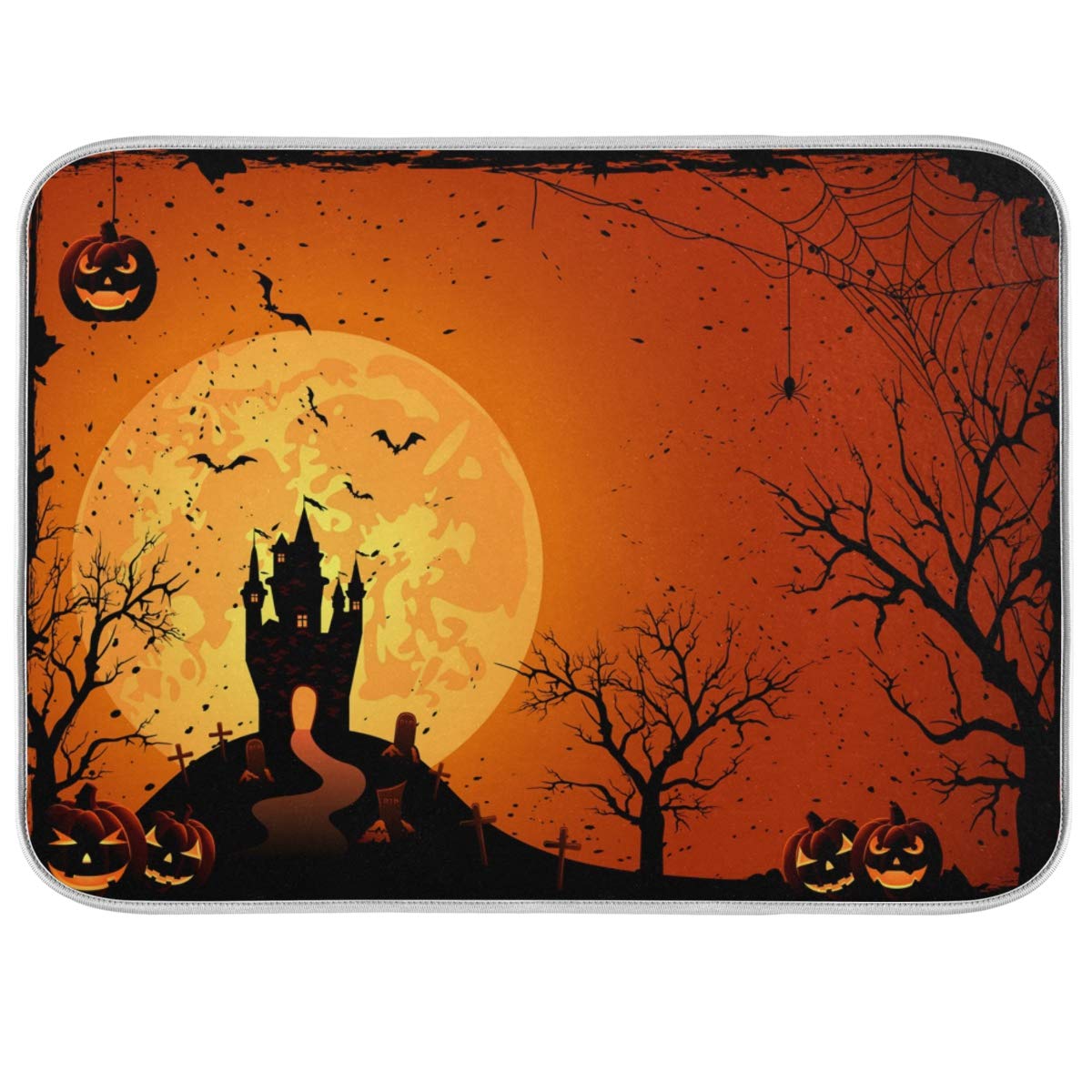 GOODOLD Halloween Night Kitchen Drying Mat - Eco-Friendly, Durable & Easy Clean - Perfect for Countertops, Sinks & Dining Tables - Great for Holiday Decor & Kitchen Organization