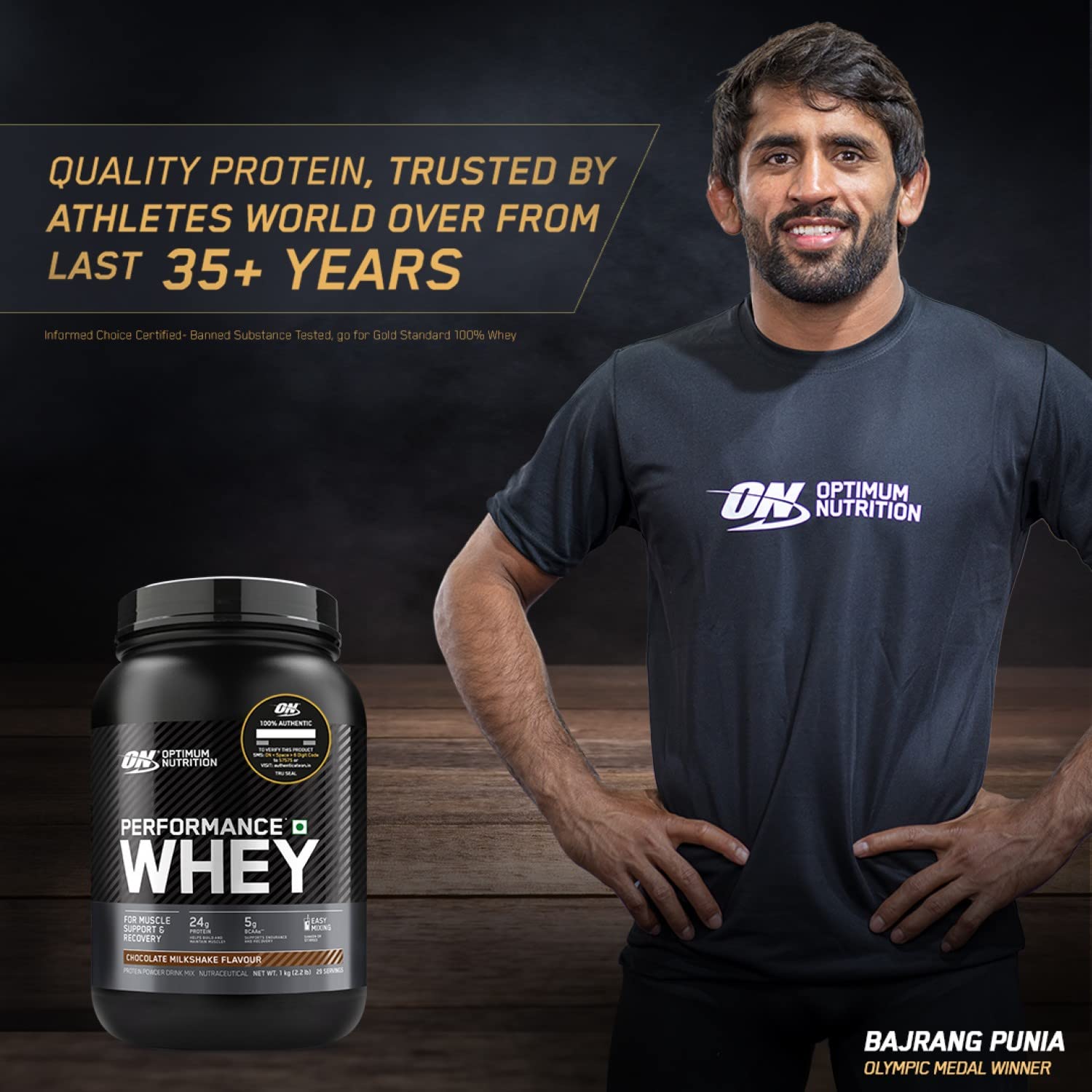 Optimum Nutrition Performance Whey Protein Powder - 24g Protein, 5g BCAA, Chocolate Flavor, 1kg for Muscle Recovery & Post-Workout - Ideal for Athletes, Gym Enthusiasts & Fitness Lovers