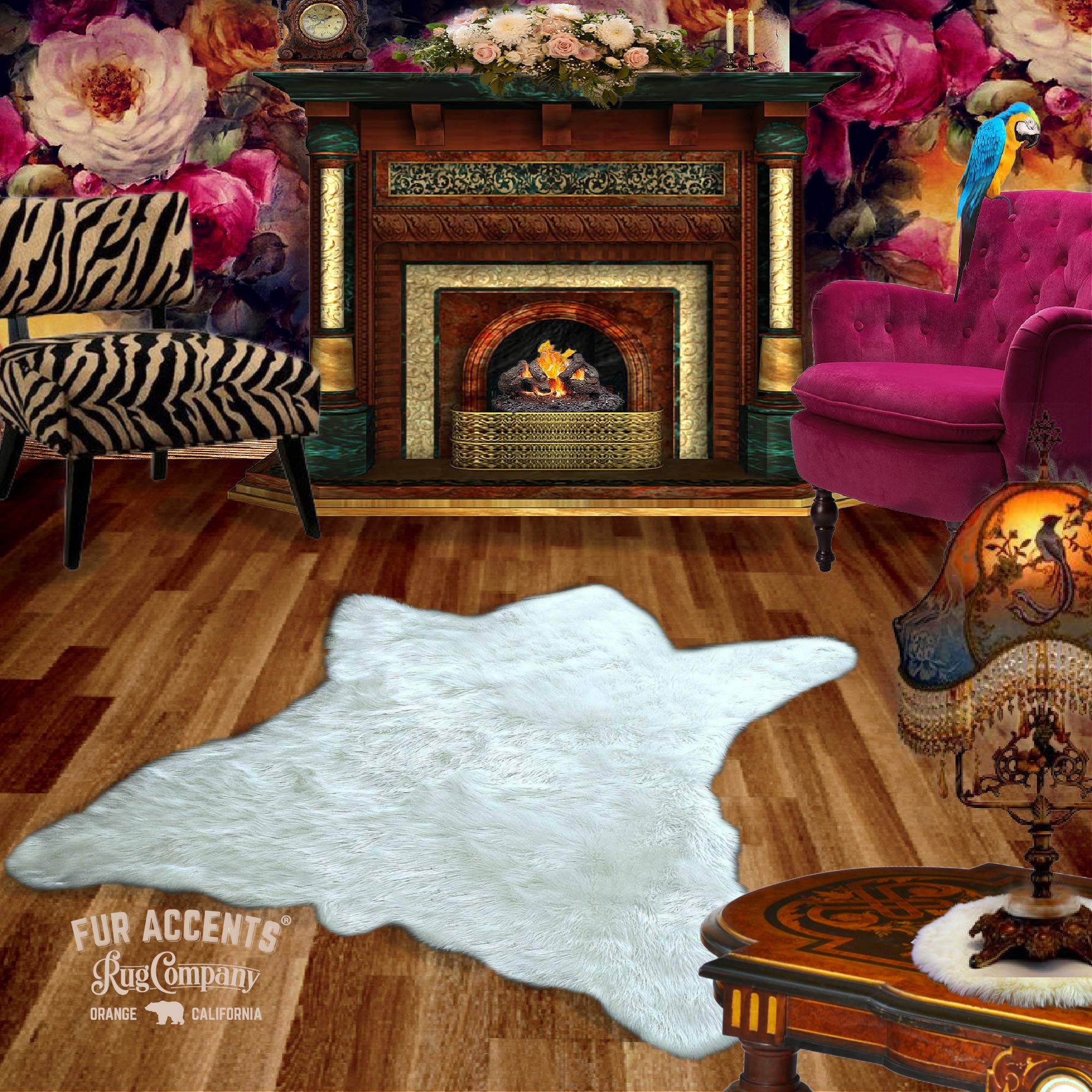 Premium Faux Fur Area Rug 5'x6' - Polar Bear White Shaggy Sheepskin Rug - Soft Modern Fluffy Carpet for Living Room, Bedroom & Nursery Decor