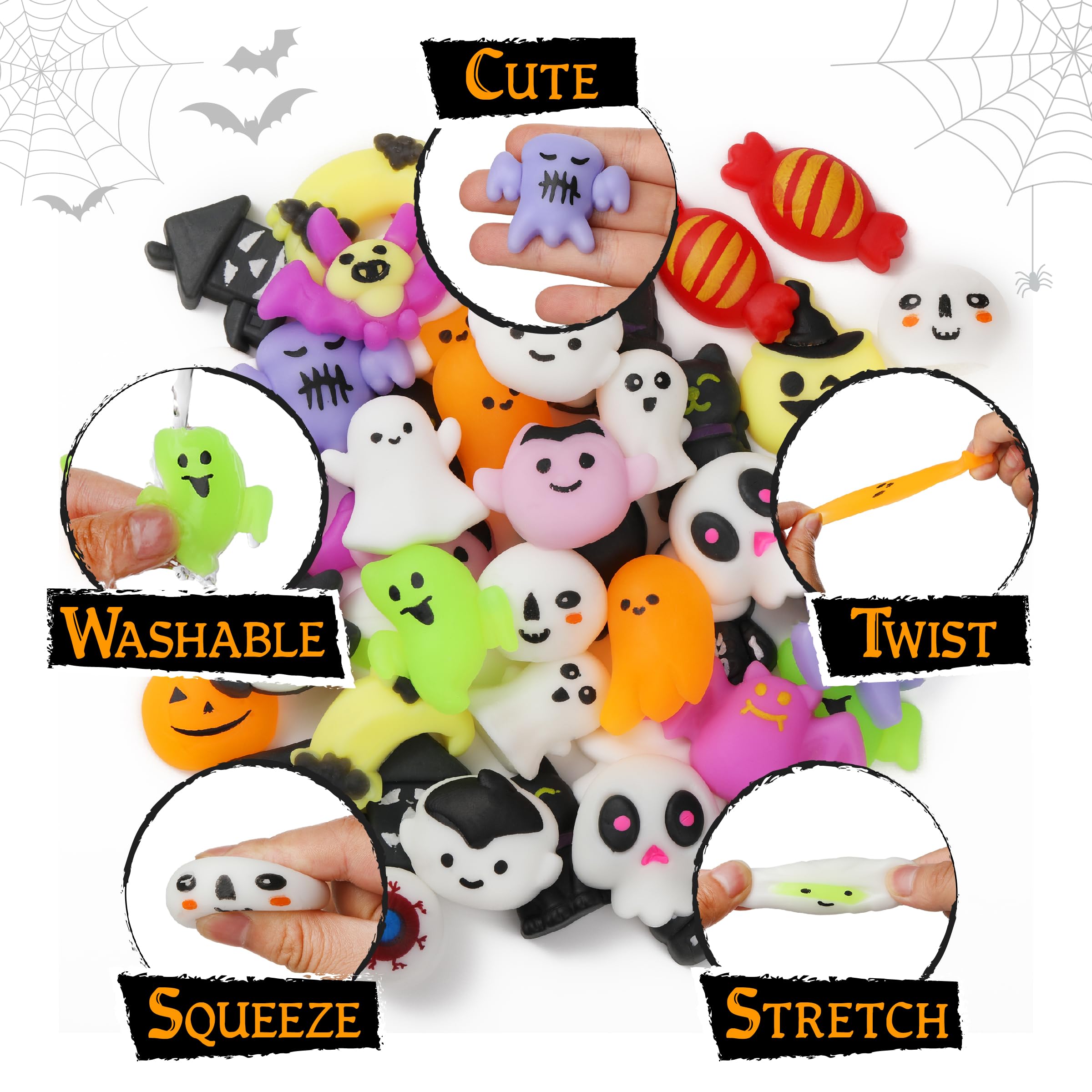 Mr. Pen Halloween Squishy Toys - 48 Pack Bulk Mini Squishies for Kids, Party Favors, Easter Egg Fillers | Stress Relief Sensory Toys for Classroom, Birthday Parties & Halloween Goodie Bags
