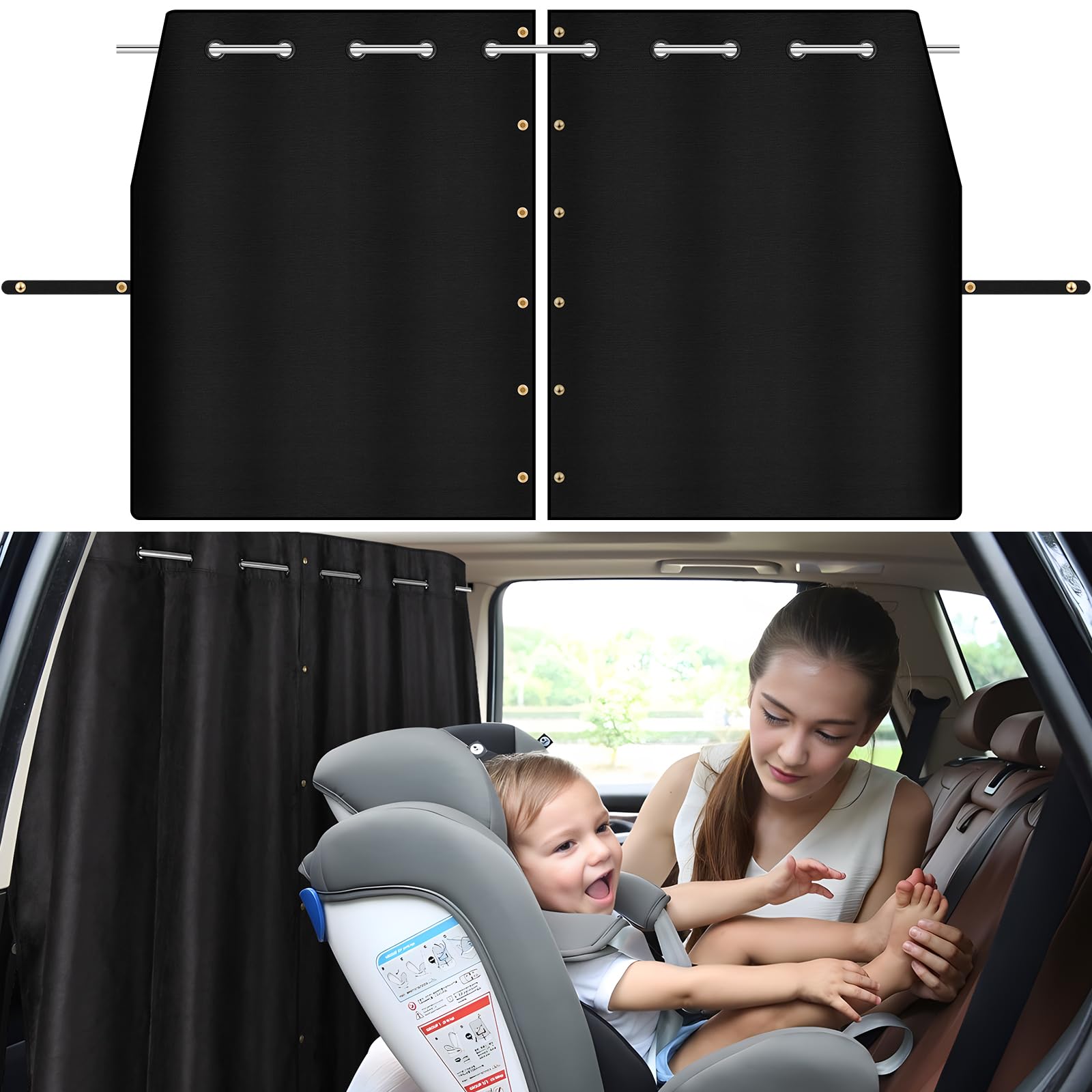 XCBYT Car Privacy Curtains - Adjustable Length Blackout Van Curtains with Stainless Steel Crossbar for SUVs, Pickup Trucks & Campers | Perfect for Travel, Napping & Privacy Protection During Road Trips & Outdoor Adventures