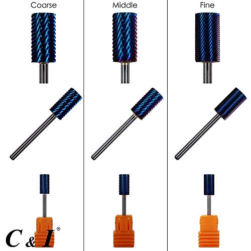 STORE99® Blue Coated Large Barrel Nail Drill Bit - Fine Grit for Electric Manicure Drill Machine - Professional Nail Art Tools for Salon & Home Use - Perfect for Acrylic, Gel & Natural Nails